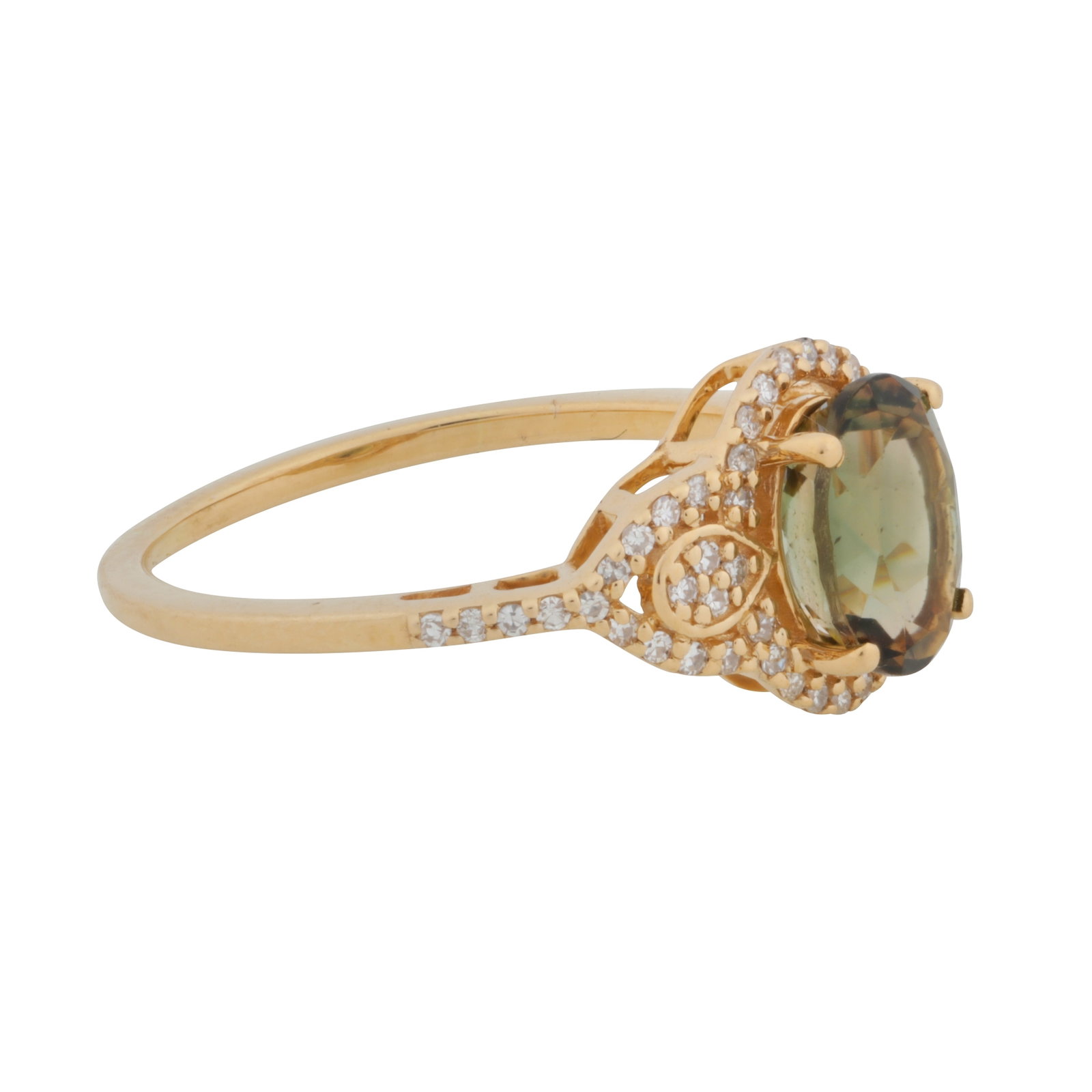 A tourmaline and diamond ring Yellow metal - 2