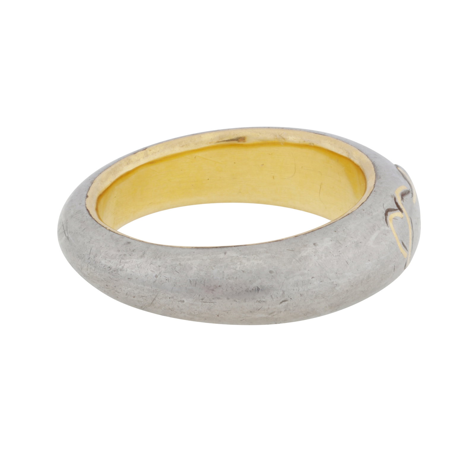 A bi-colour band ring Yellow and white metal - 2