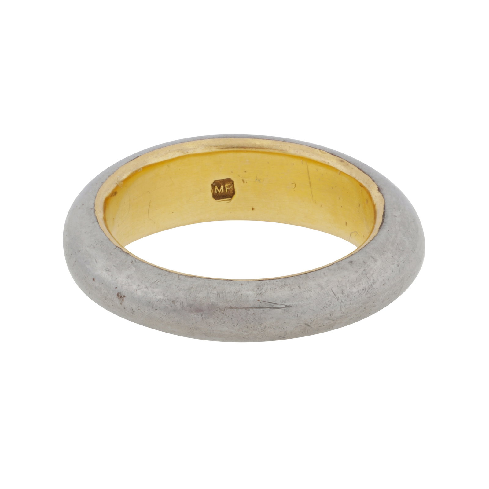 A bi-colour band ring Yellow and white metal - 3