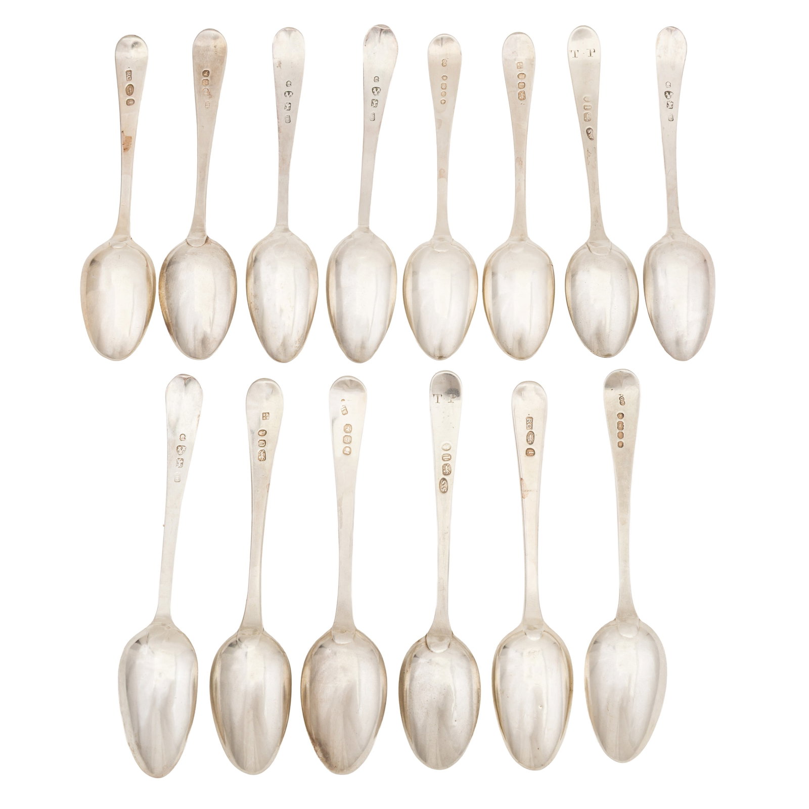 A mixed group of George III and later sterling silver teaspoons - 2