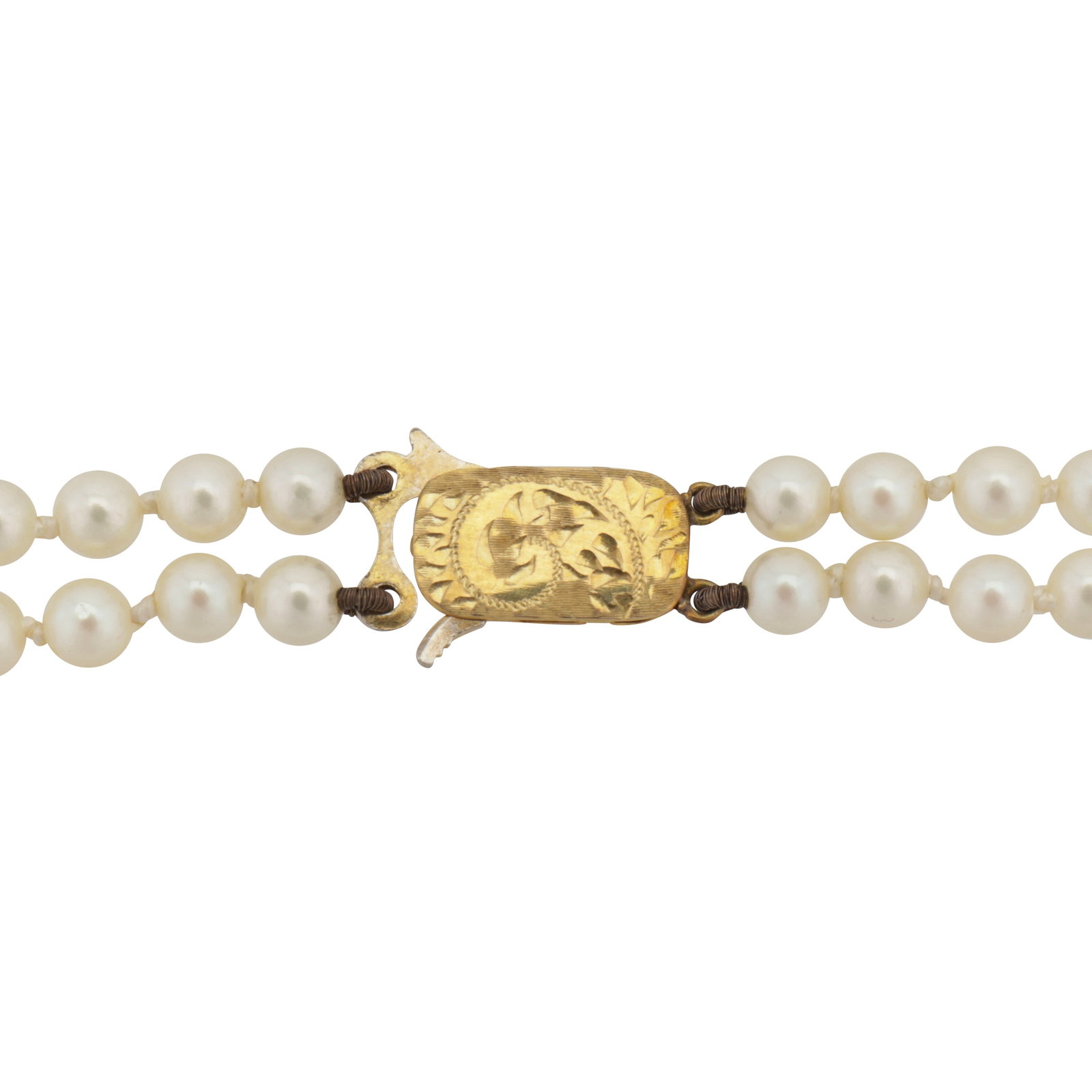 A double strand pearl necklace, circa 1972 9 carat yellow gold - 2