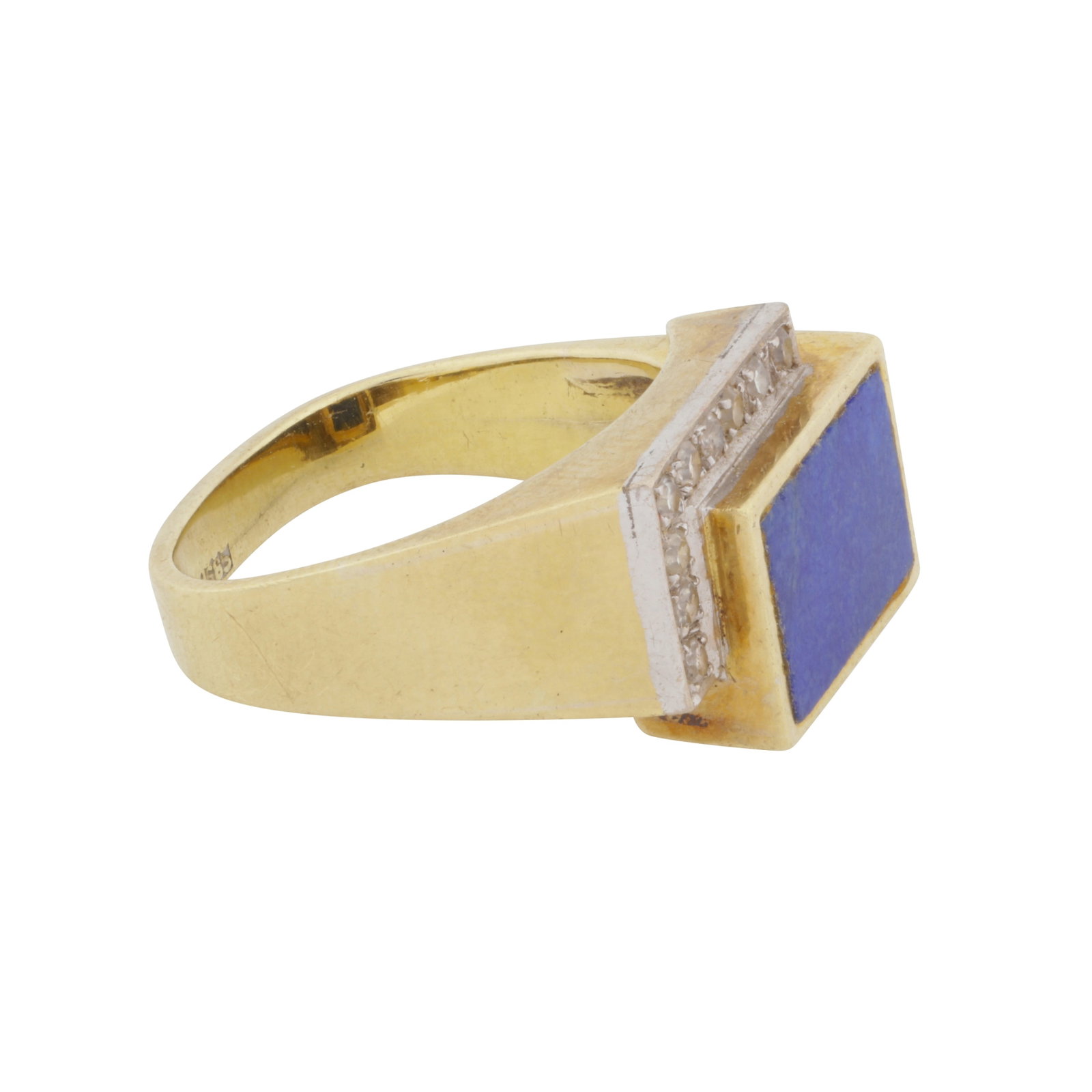 A lapis lazuli and diamond ring Yellow and white metal - 2