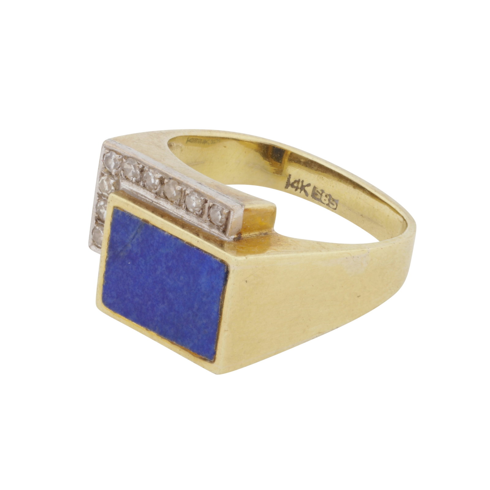 A lapis lazuli and diamond ring Yellow and white metal - 3