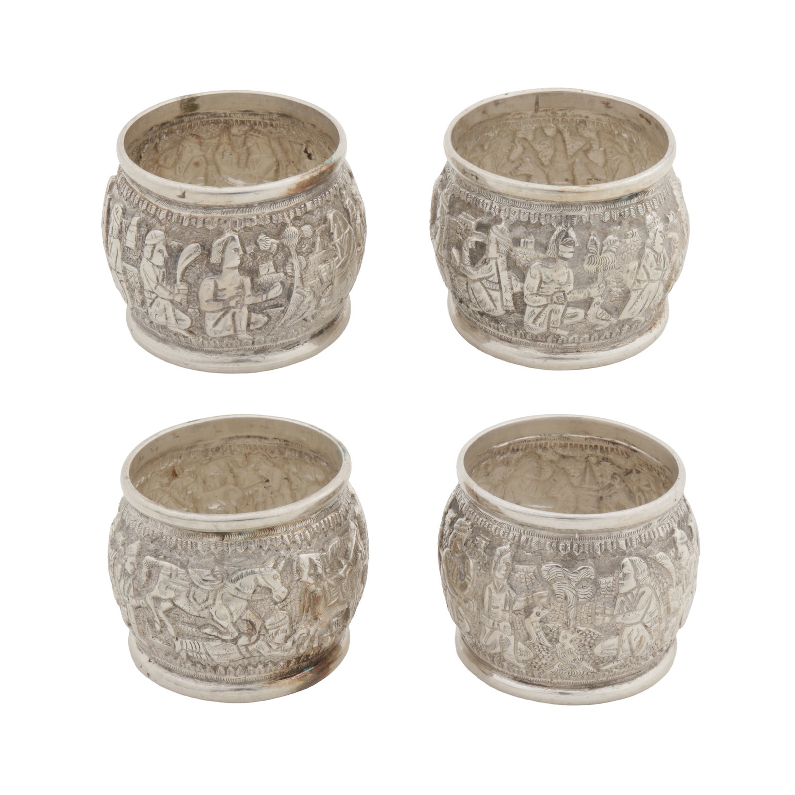 Shiraz circa 1920 A set of four Iranian (Persian) silver napkin rings - 2