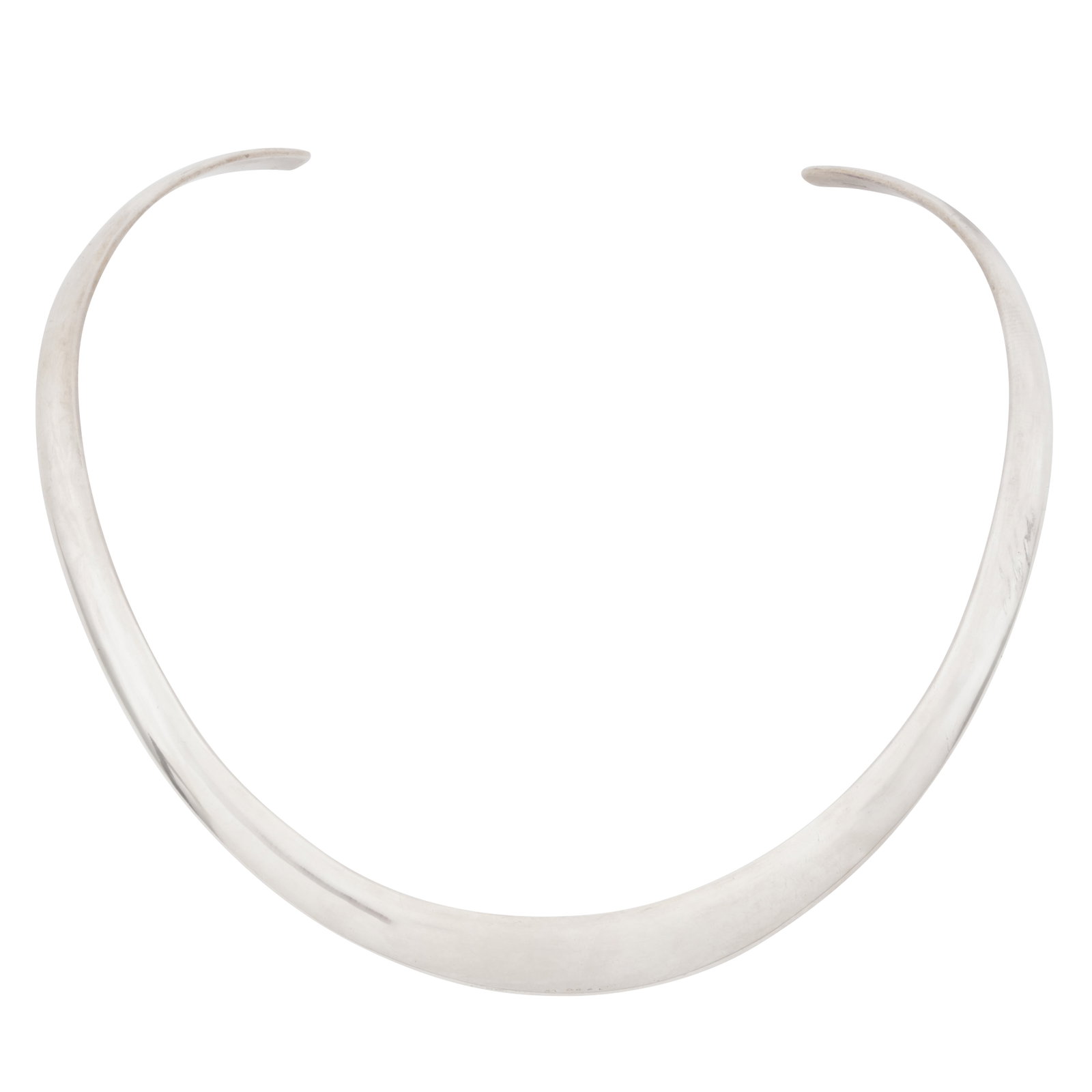 Tiffany & Co. | A silver collar necklace, circa 1996 Silver: Tiffany & Co. | A silver collar necklace, circa 1996 Silver Of curved and polished design, moulded for the neck shape, signed, stamped Tiffany & Co. Mexico 925, UK import mark, length 34.0cm,