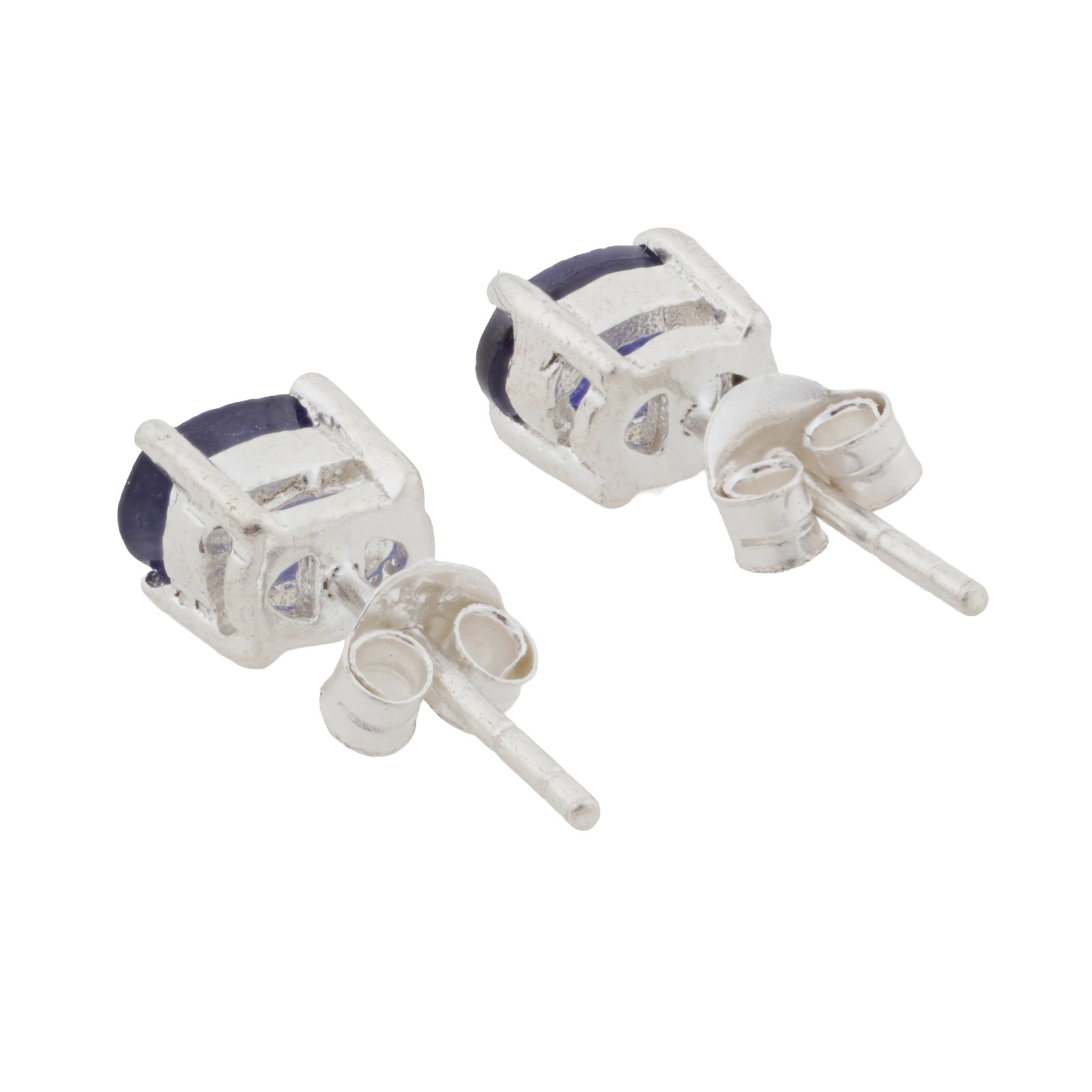A pair of sapphire stud earrings White metal - 2