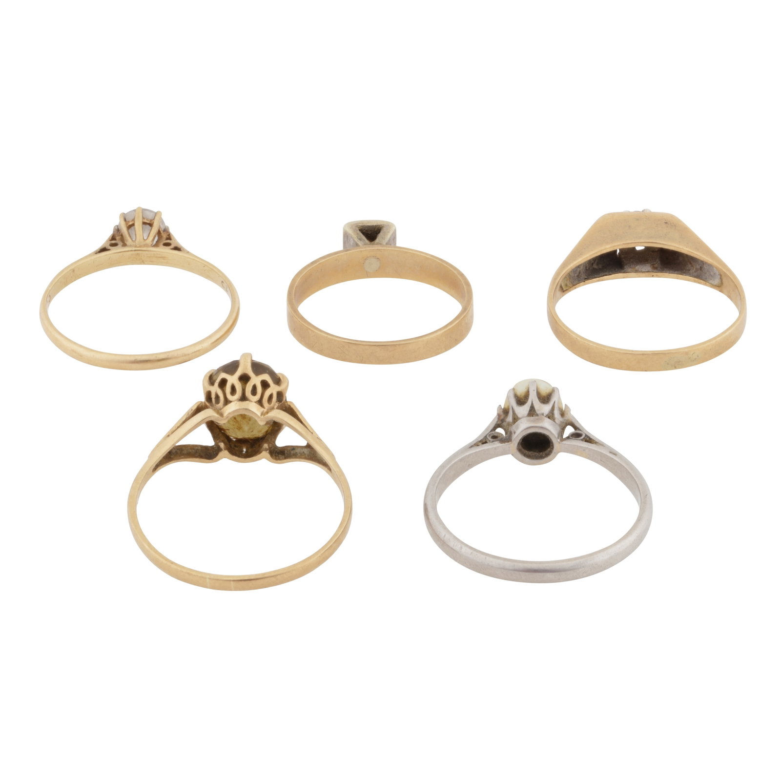 Five single-stone rings Yellow and white metal - 3