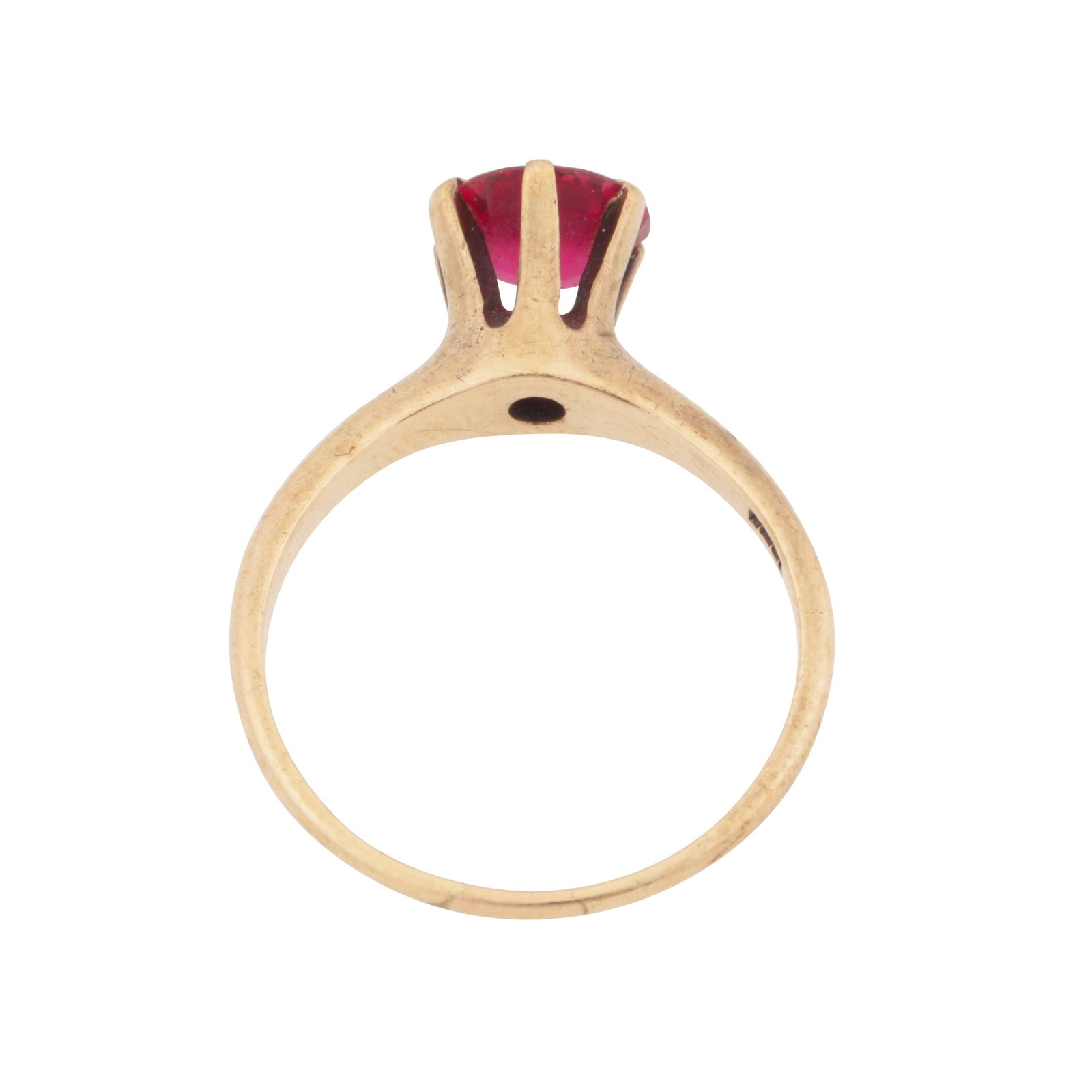 A synthetic ruby single stone ring Yellow gold - 3