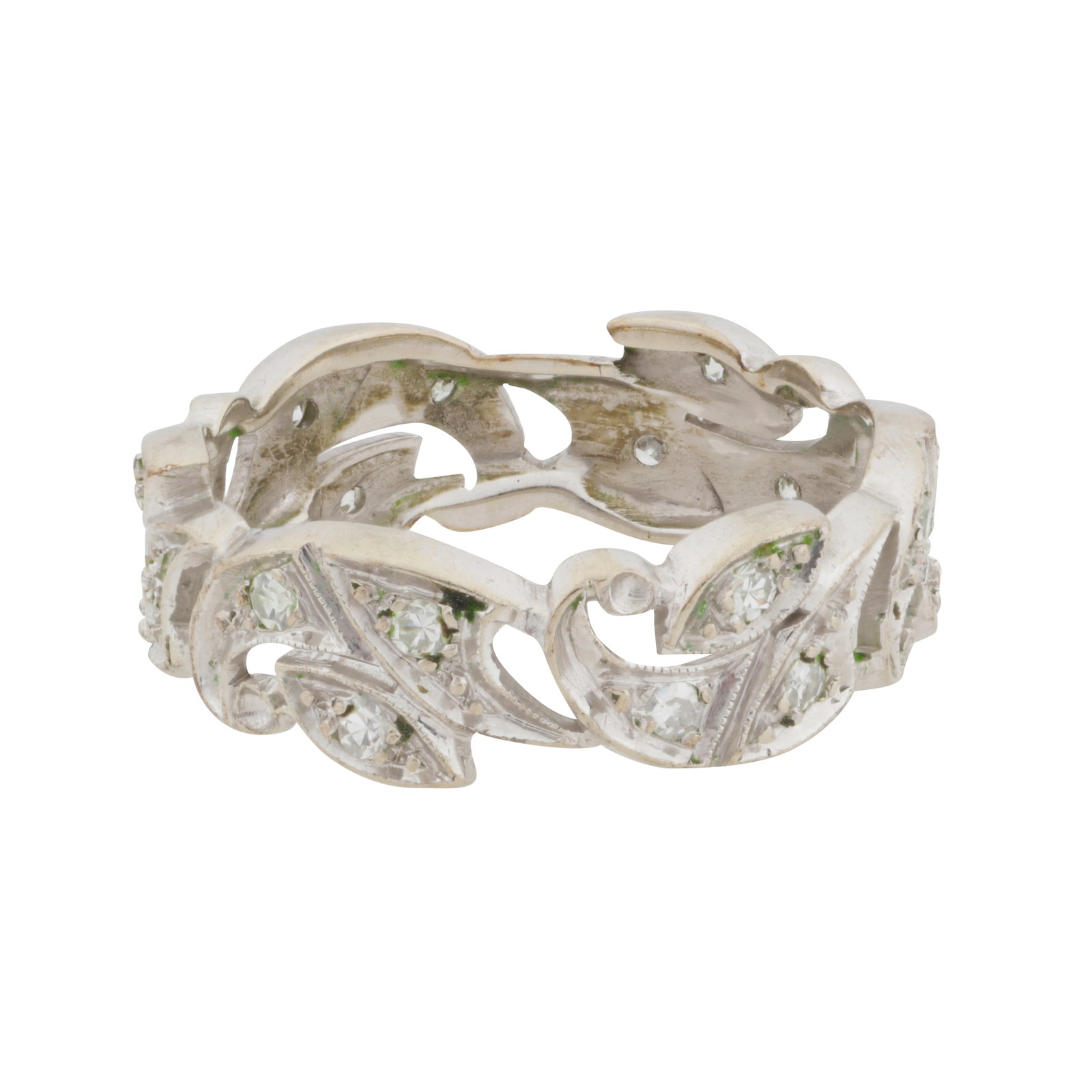 A diamond floral band White metal - 2