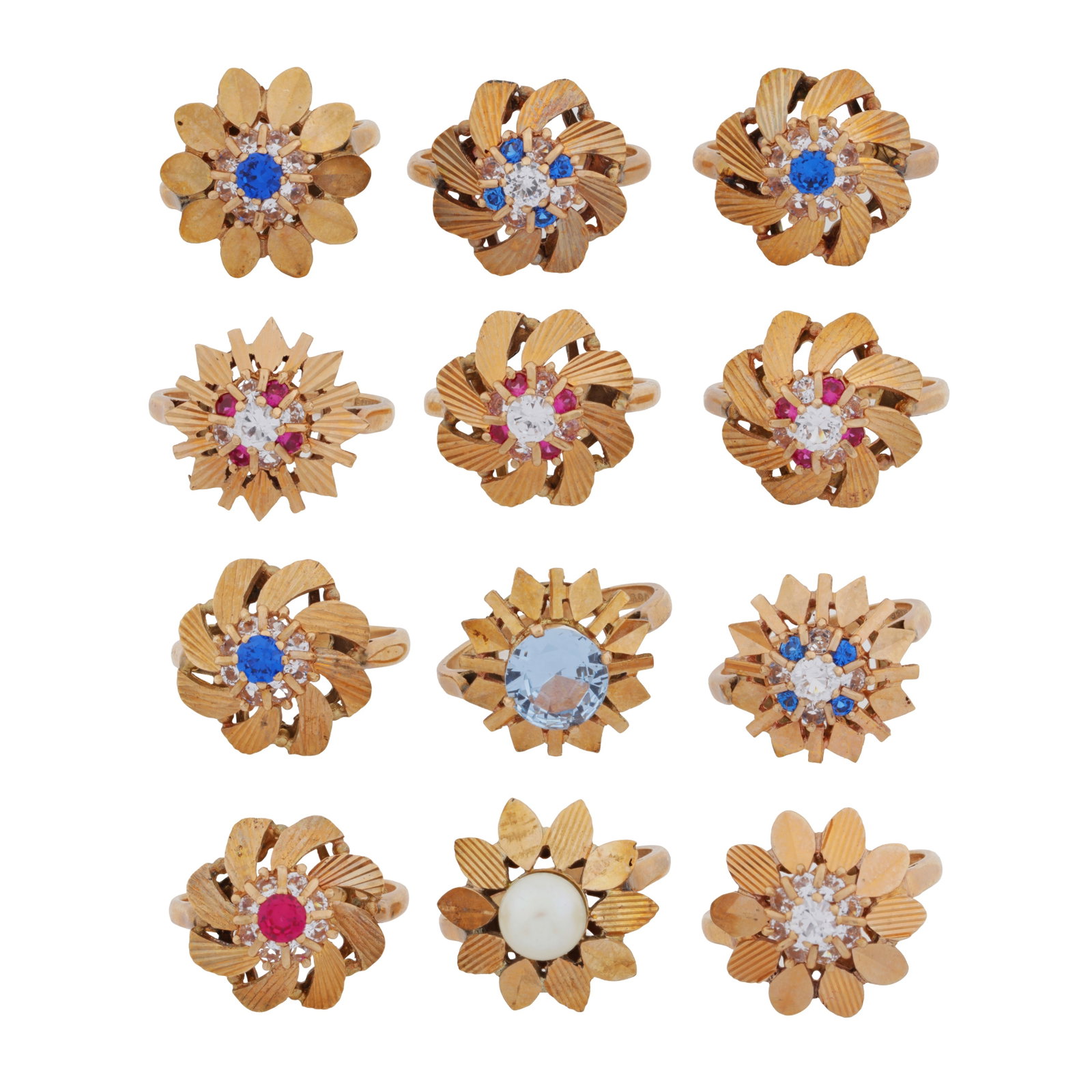A group of dealer sample dress rings, circa 1966 9ct yellow gold (1 of 2)
