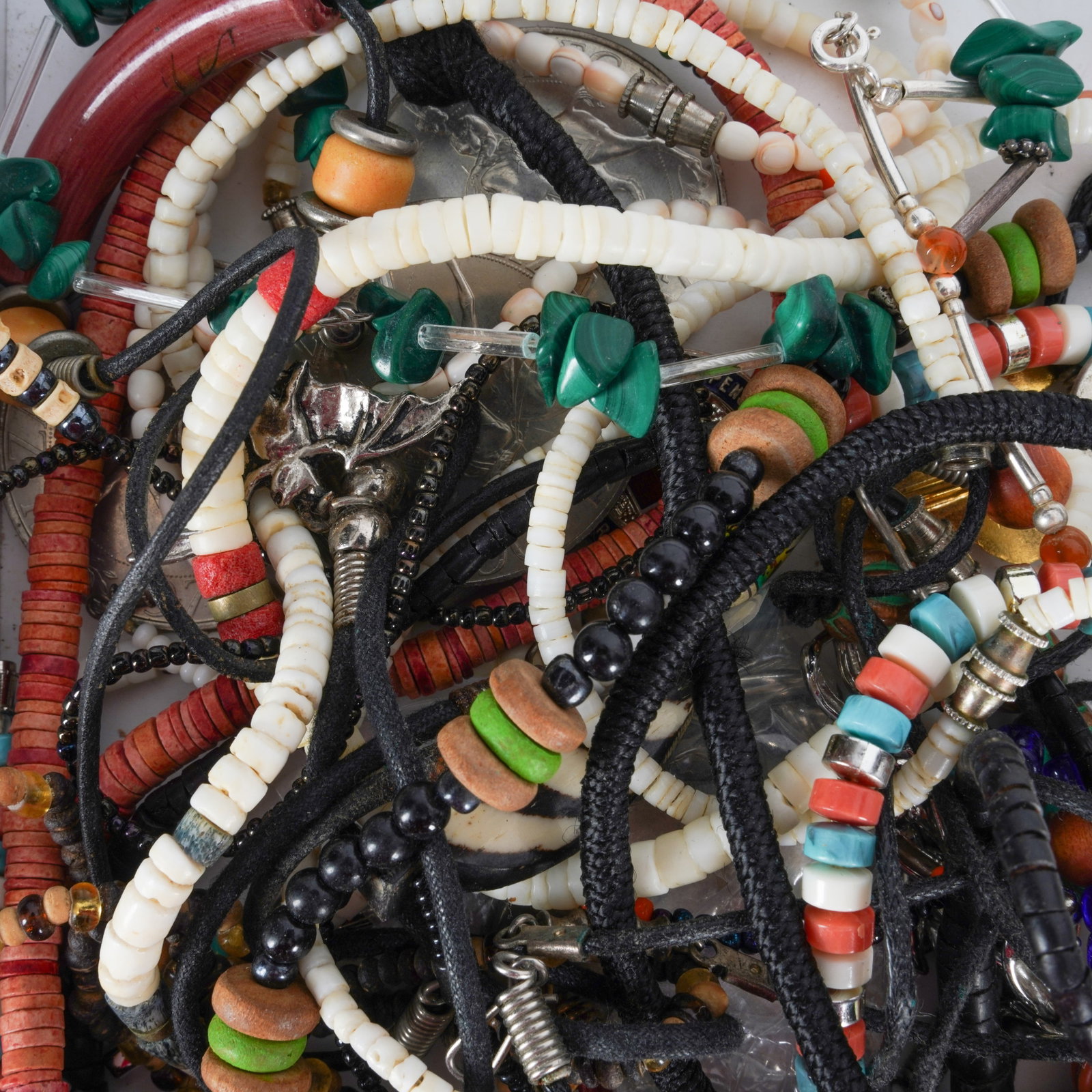 A collection of silver and costume jewellery Yellow and white metal - 2