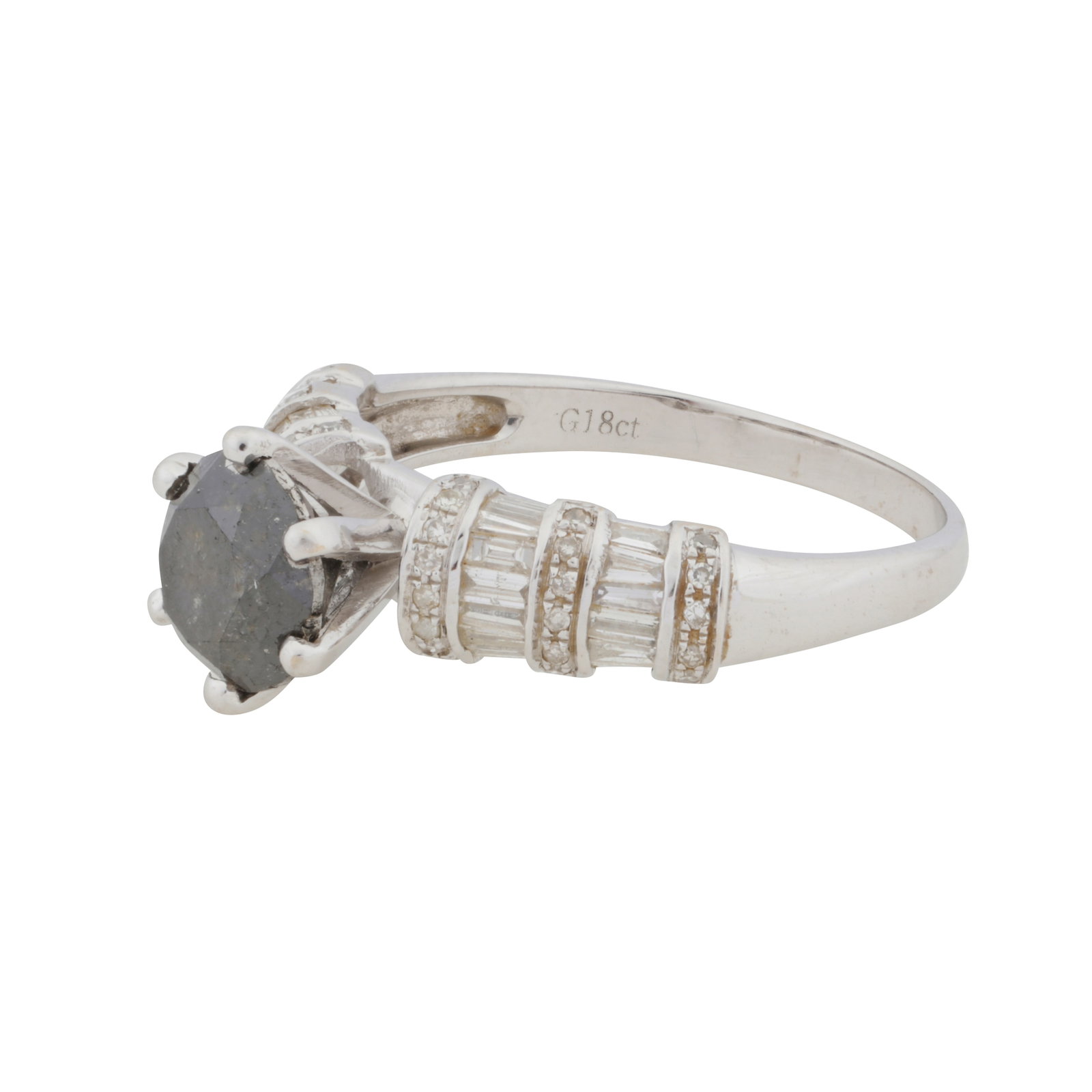 A black and white diamond ring White metal - 2