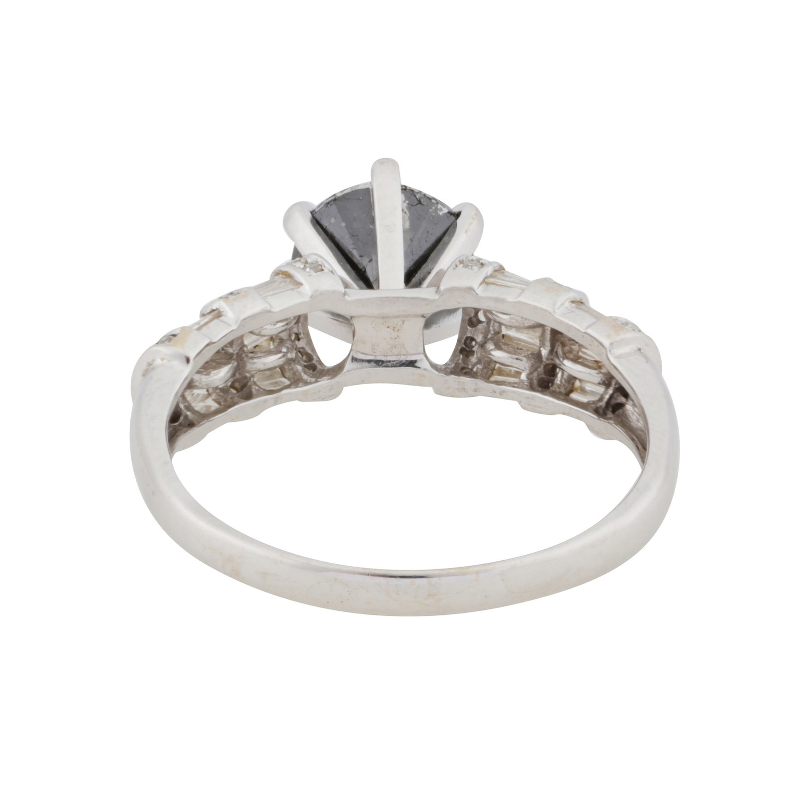 A black and white diamond ring White metal - 4