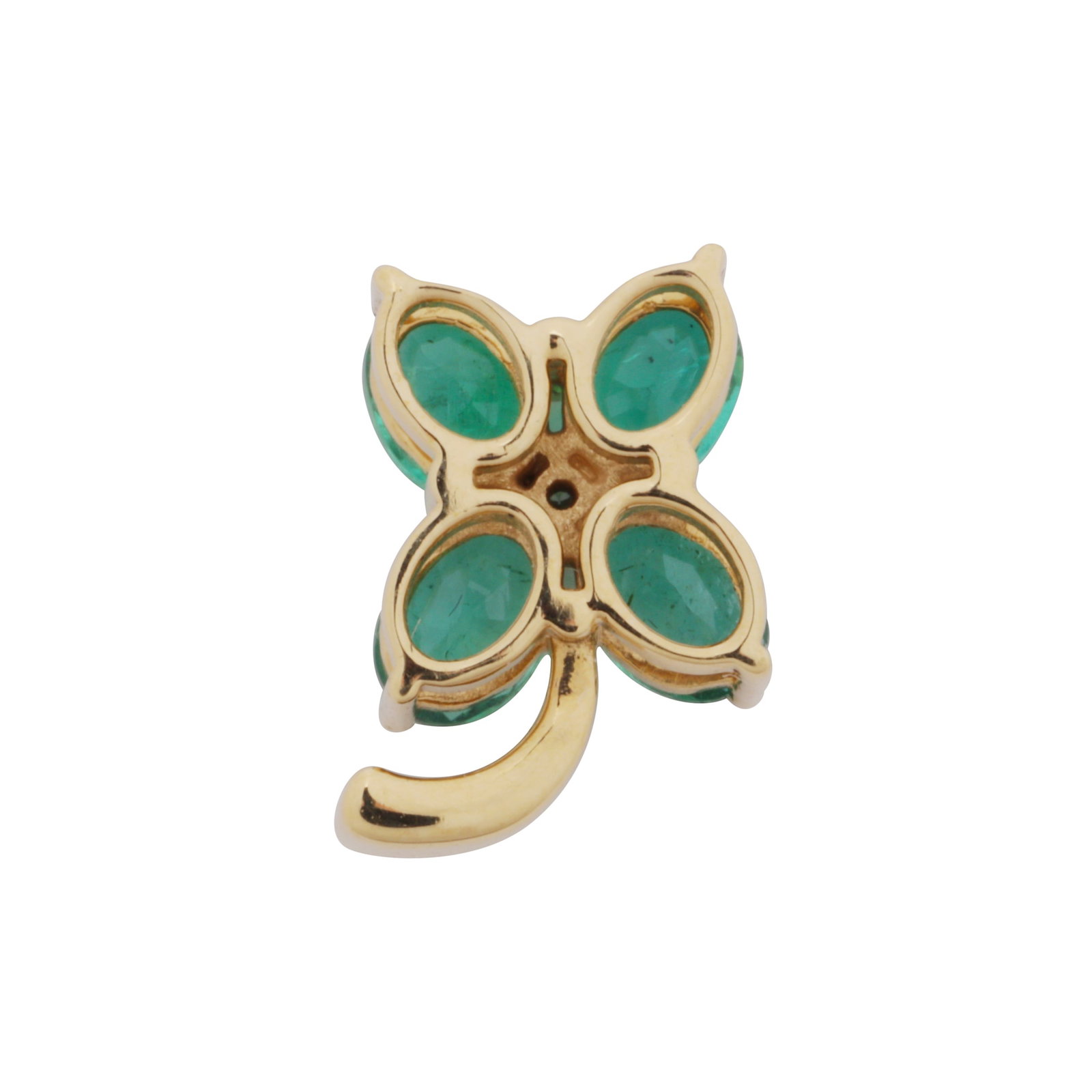 An emerald and diamond pendant Yellow metal - 2