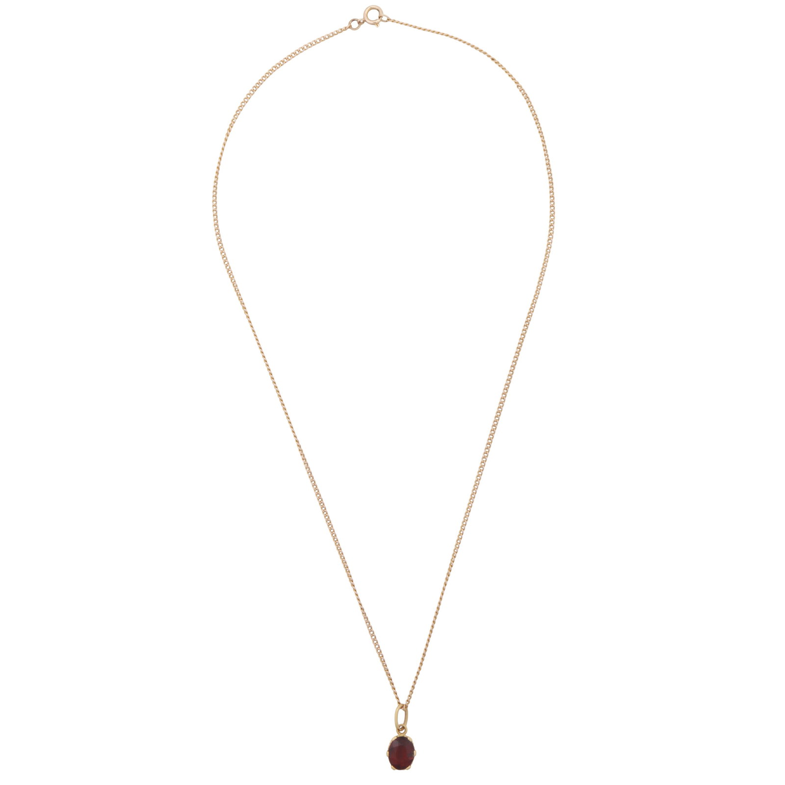 A garnet pendant necklace Yellow metal - 2