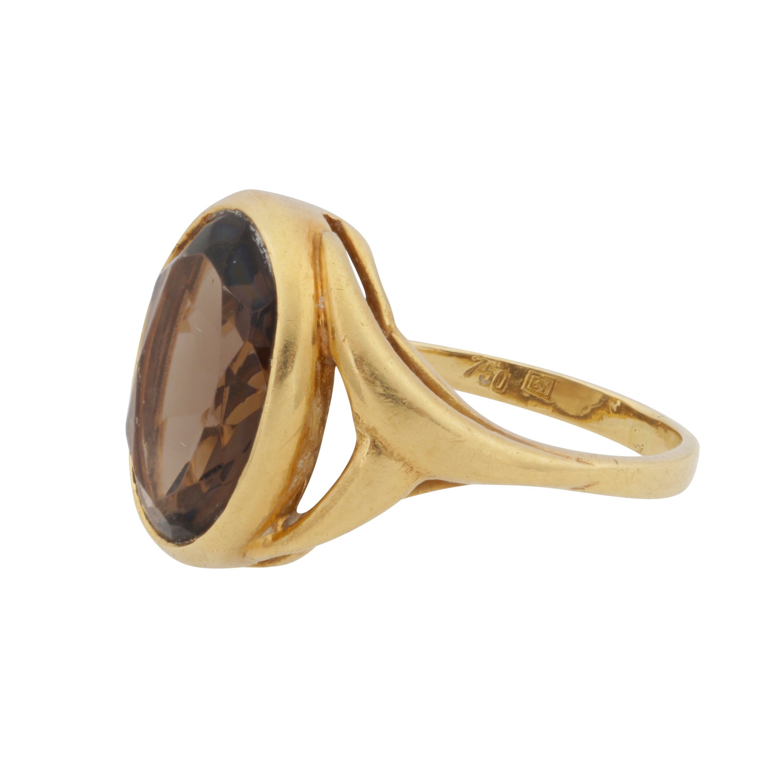 A smoky quartz single stone ring Yellow gold - 2