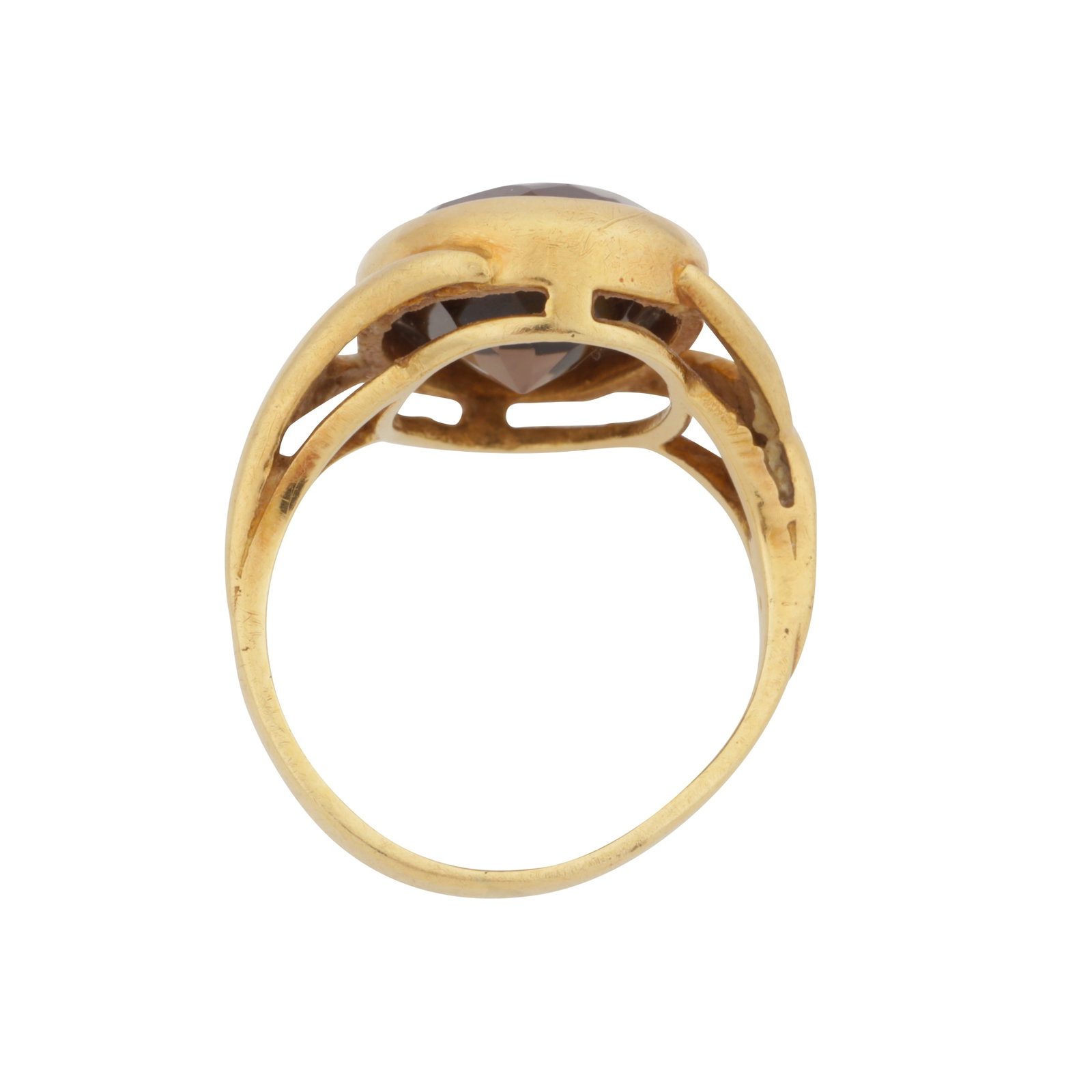 A smoky quartz single stone ring Yellow gold - 3