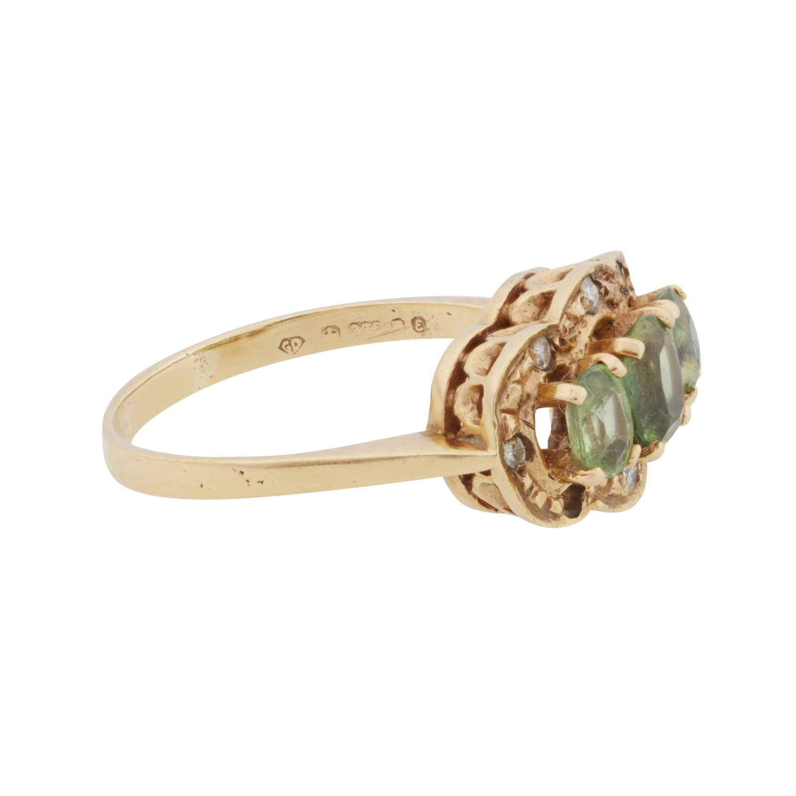 A peridot and diamond ring 9ct yellow gold - 2