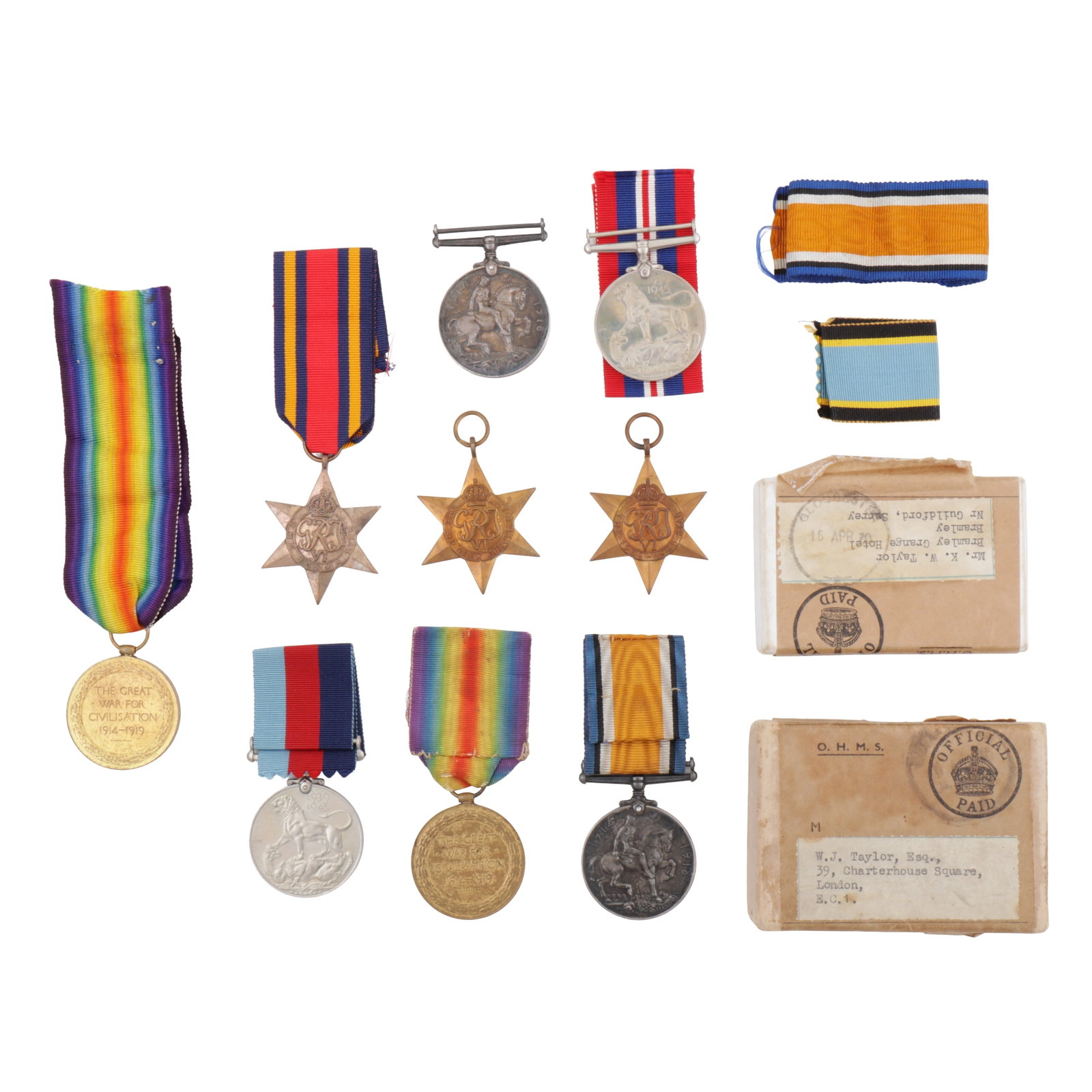 A mixed group of medals Yellow and white metal - 2
