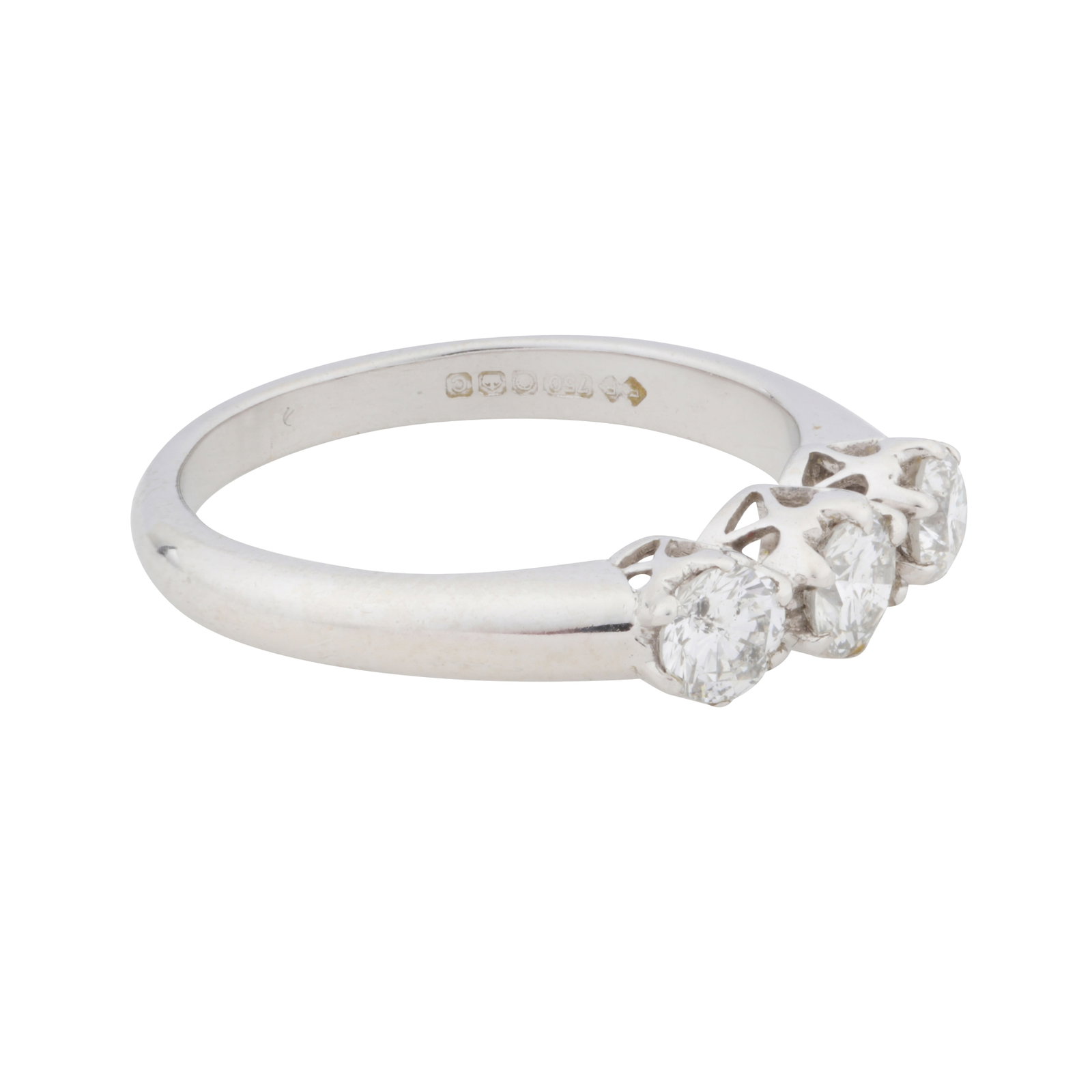 A three-stone diamond ring, circa 2002 18 carat white gold - 2