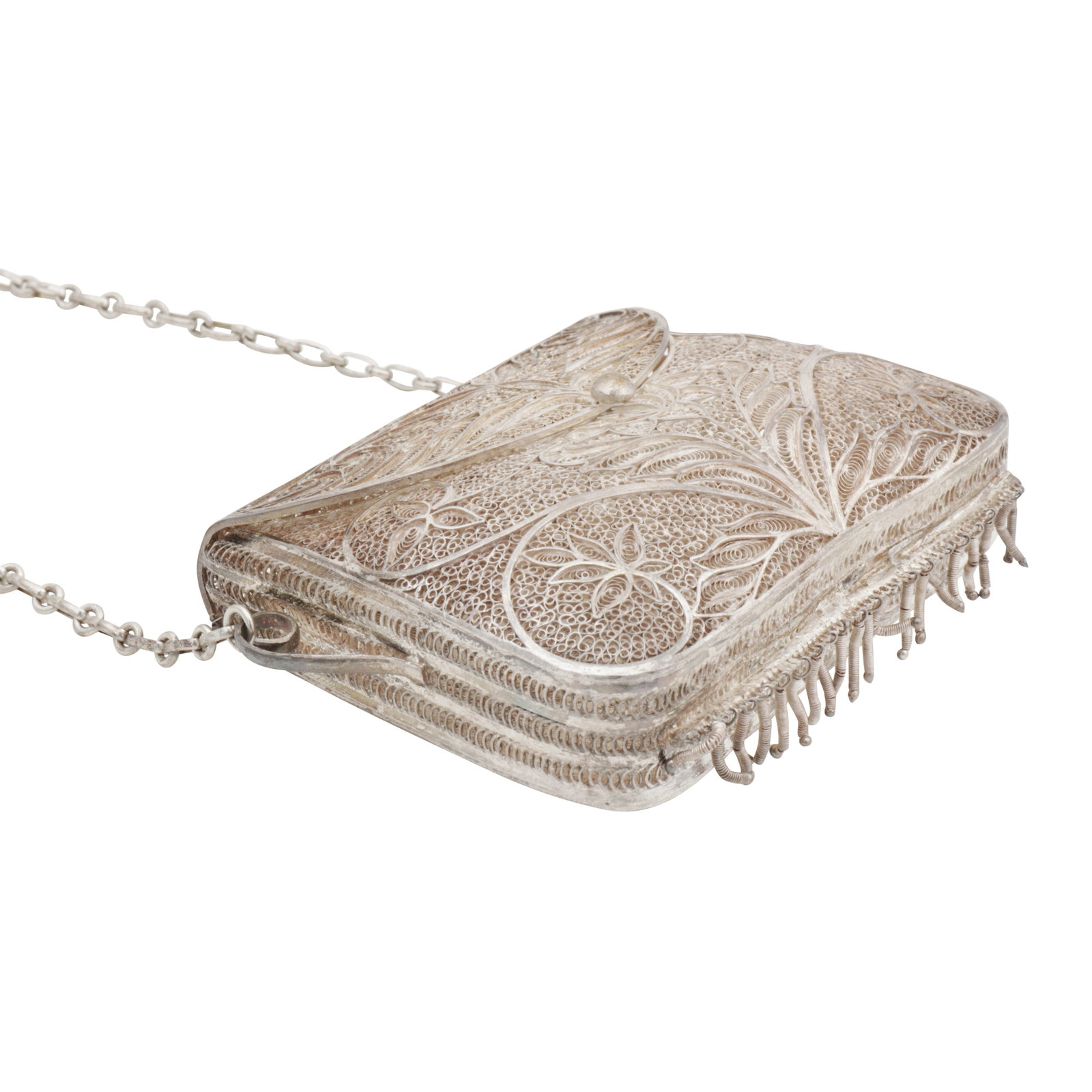 Possibly Indian, circa 1980 A late 20th century unmarked silver filigree bag/ purse - 2