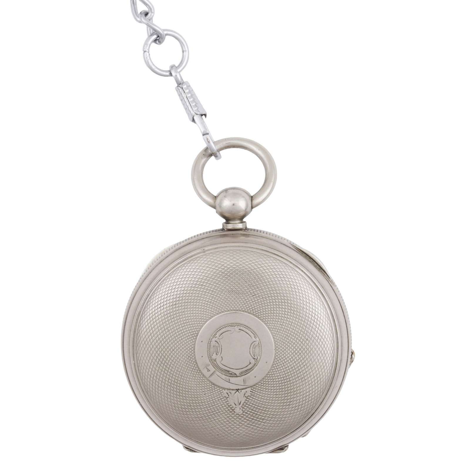 A large early 20th century open faced key wind fob watch Silver plated case - 2
