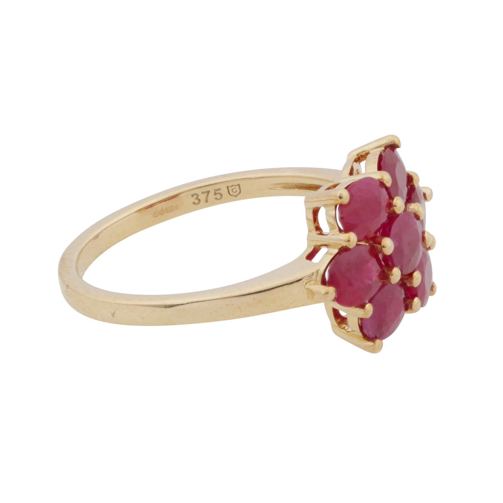 A ruby cluster ring 9ct yellow gold - 2