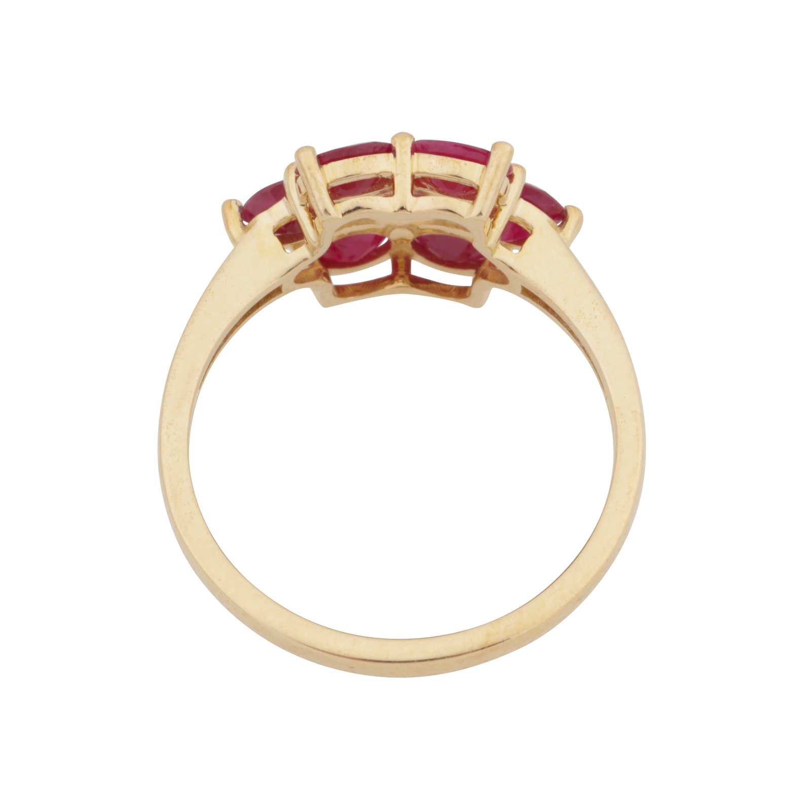 A ruby cluster ring 9ct yellow gold - 4