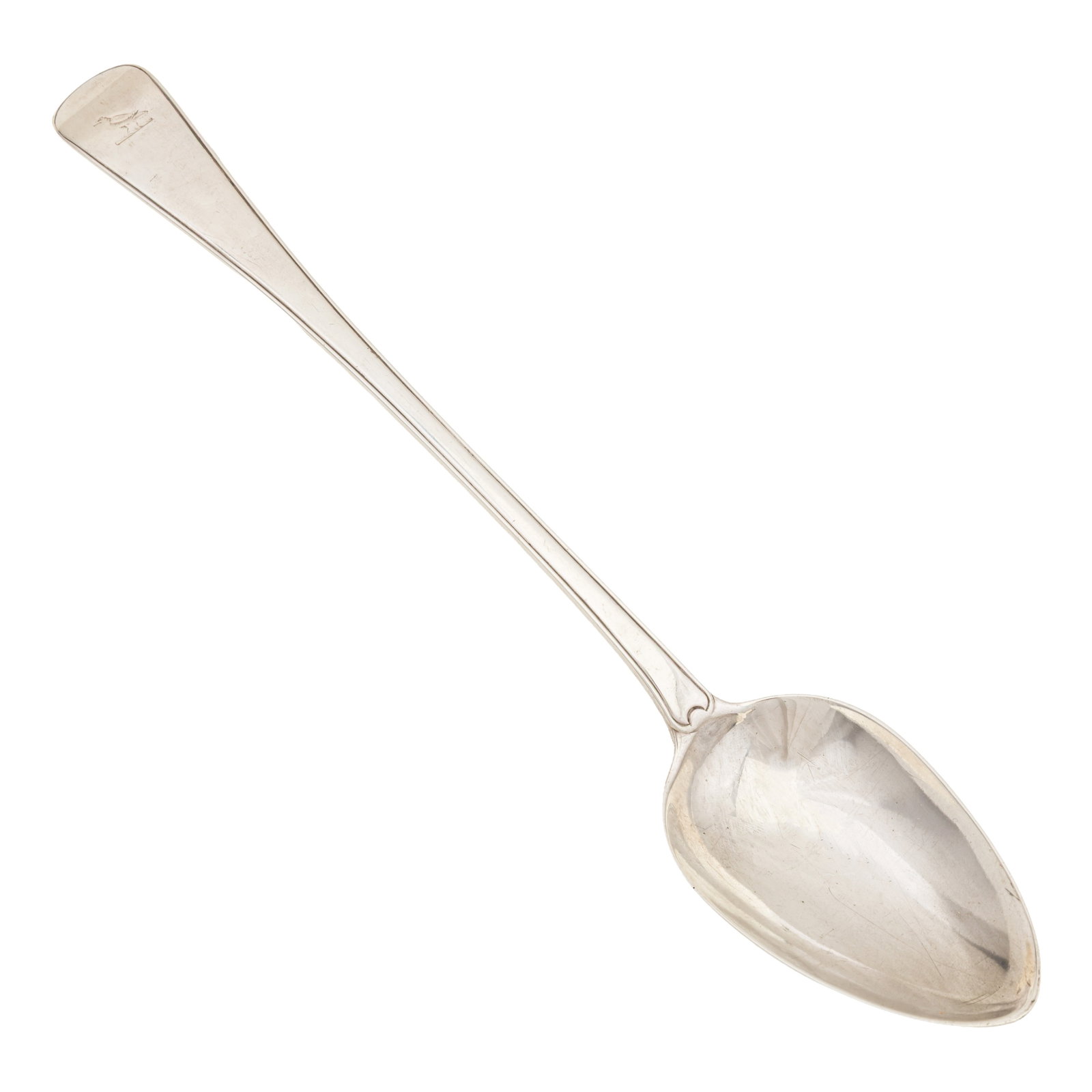 London 1808 by William Eley, William Fearn, and William Chawner A George III sterling silver basting: London 1808 by William Eley, William Fearn, and William Chawner A George III sterling silver basting spoon Old English, Single thread pattern, single struck, the terminal engraved with a crest of a a