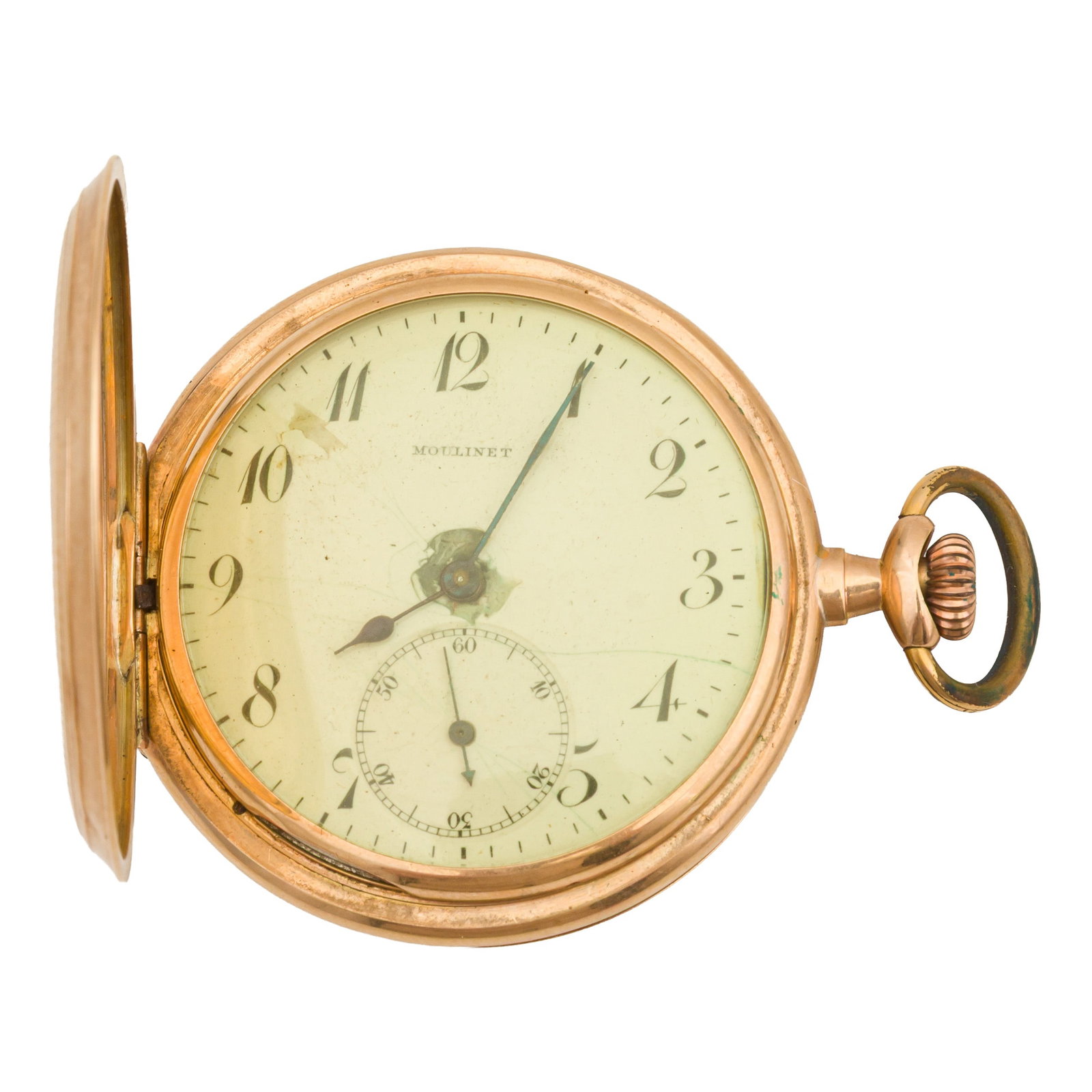 Moulinet Full Hunter Pocket Watch 14k gold