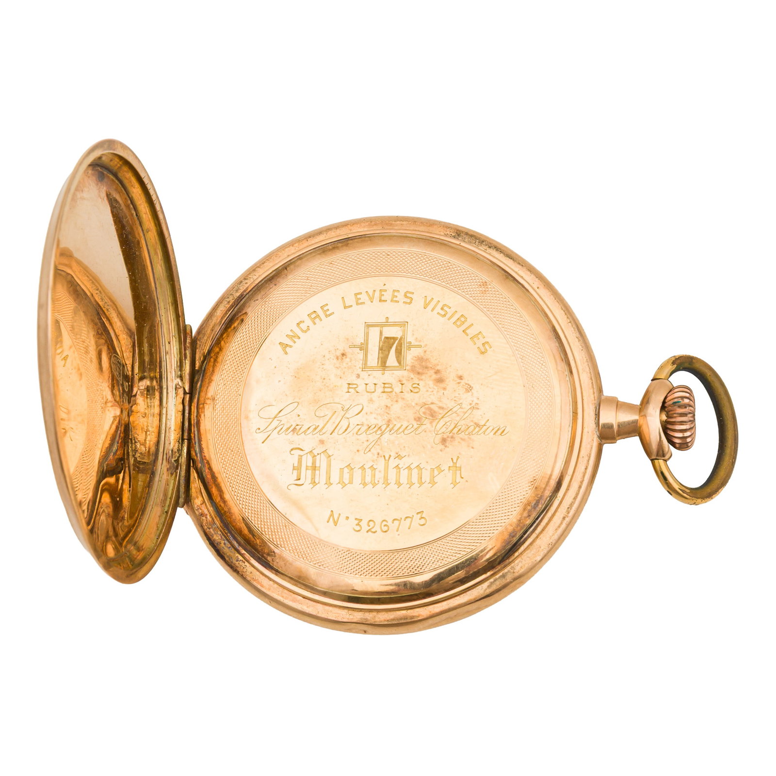 Moulinet Full Hunter Pocket Watch 14k gold - 4