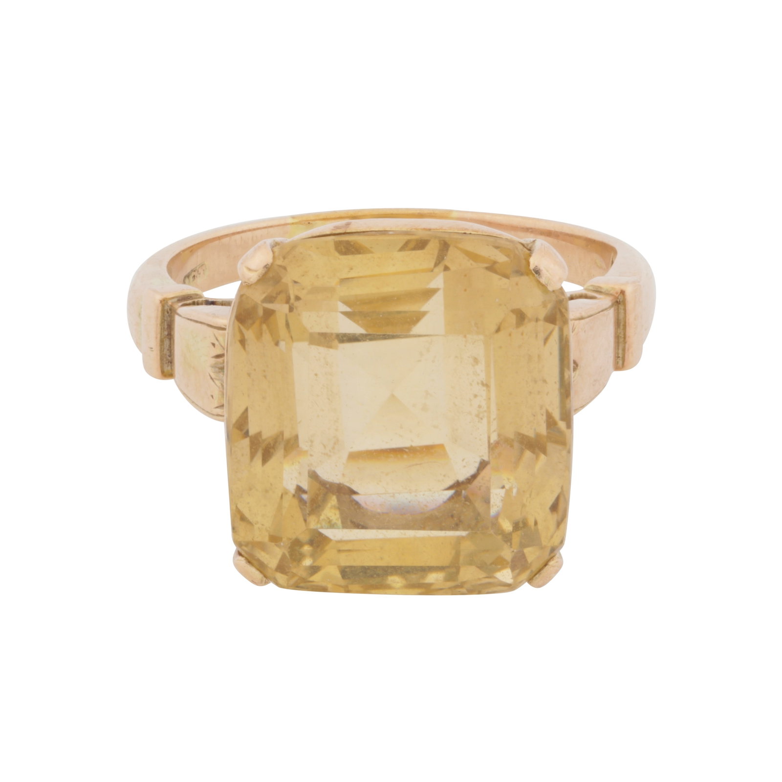 A single-stone quartz ring Yellow metal (1 of 3)