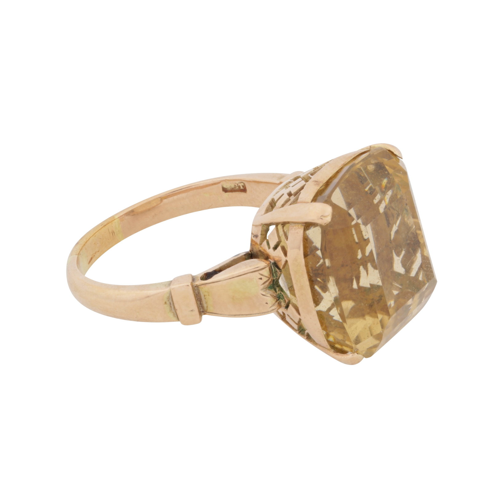 A single-stone quartz ring Yellow metal - 2