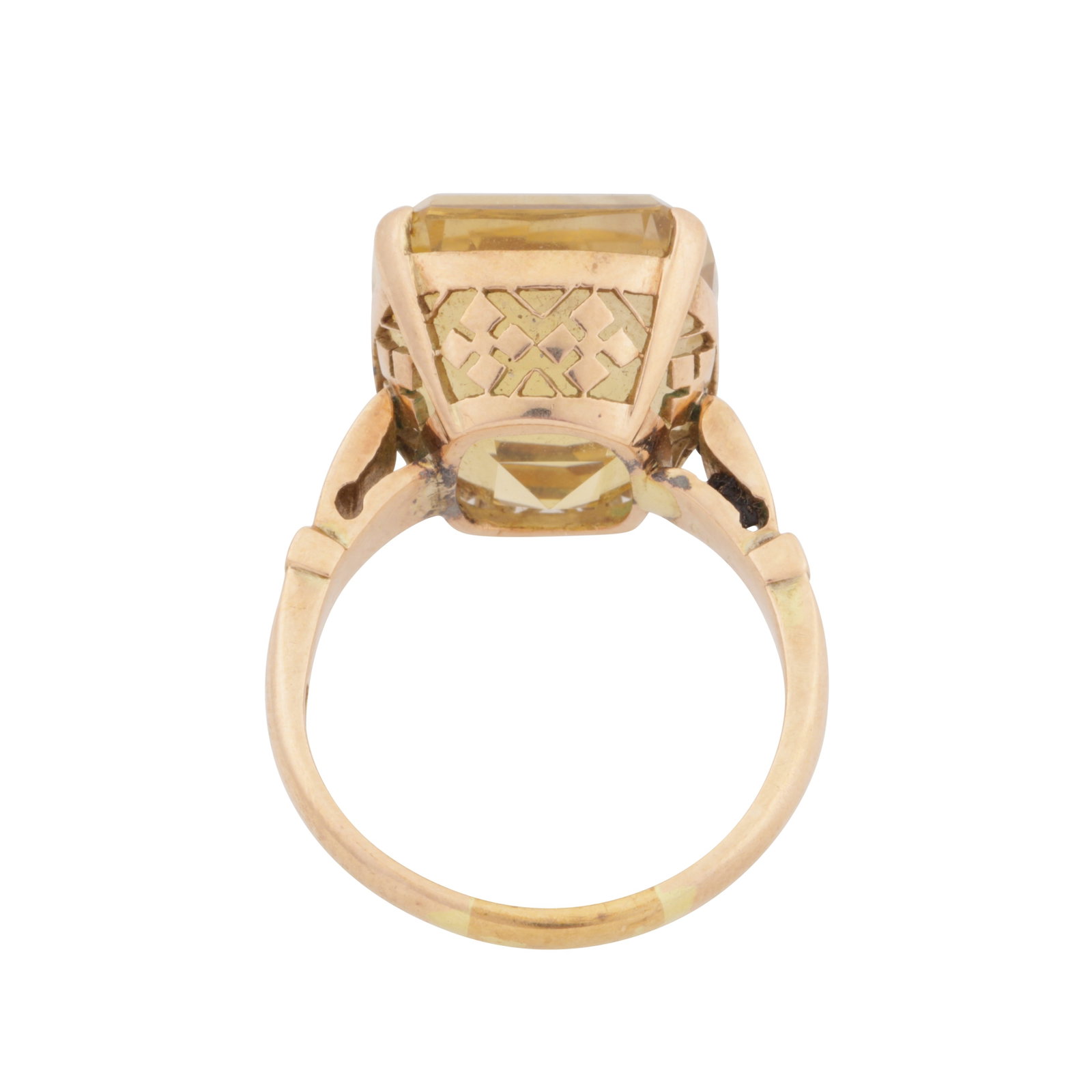 A single-stone quartz ring Yellow metal - 3