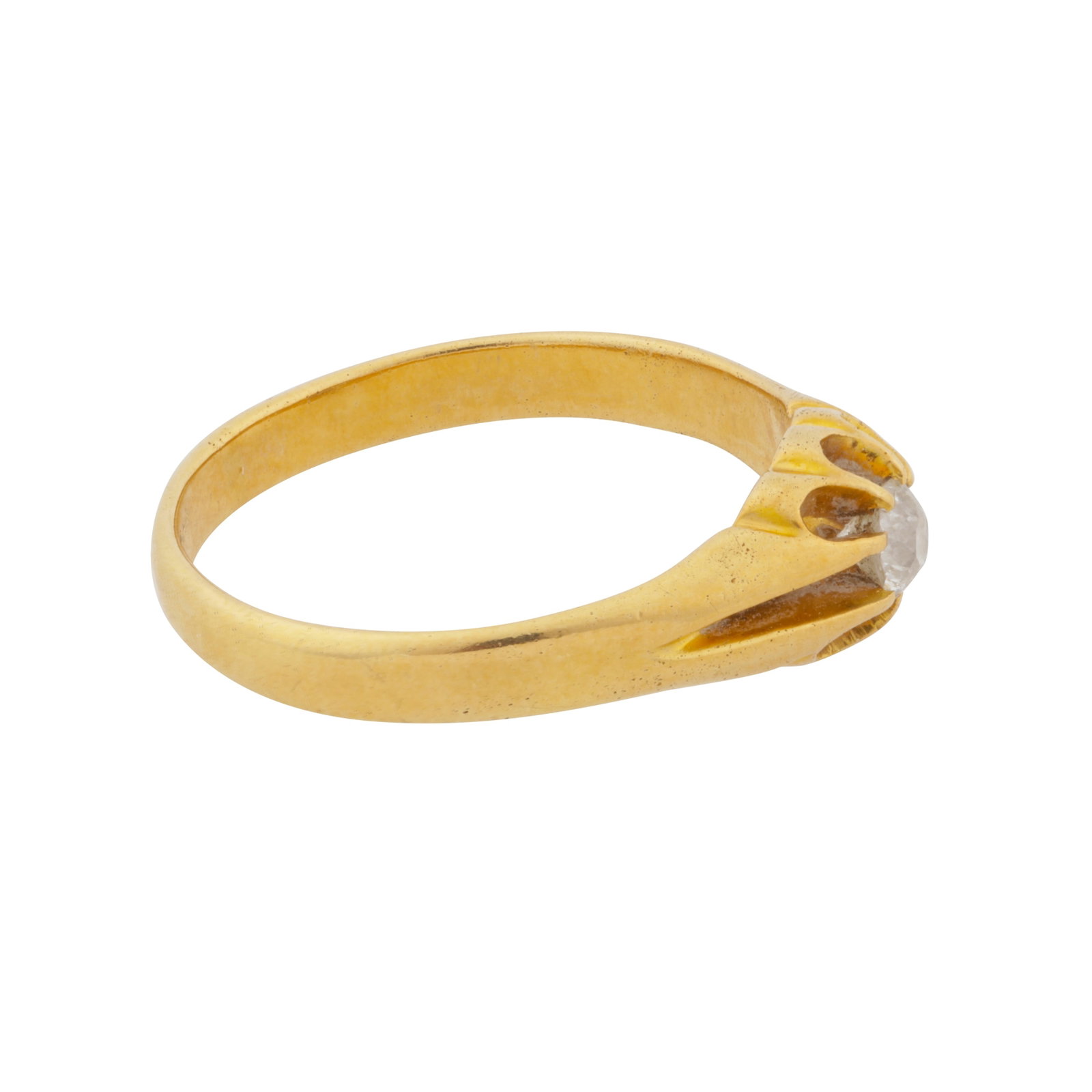 A single-stone diamond ring Yellow metal - 2