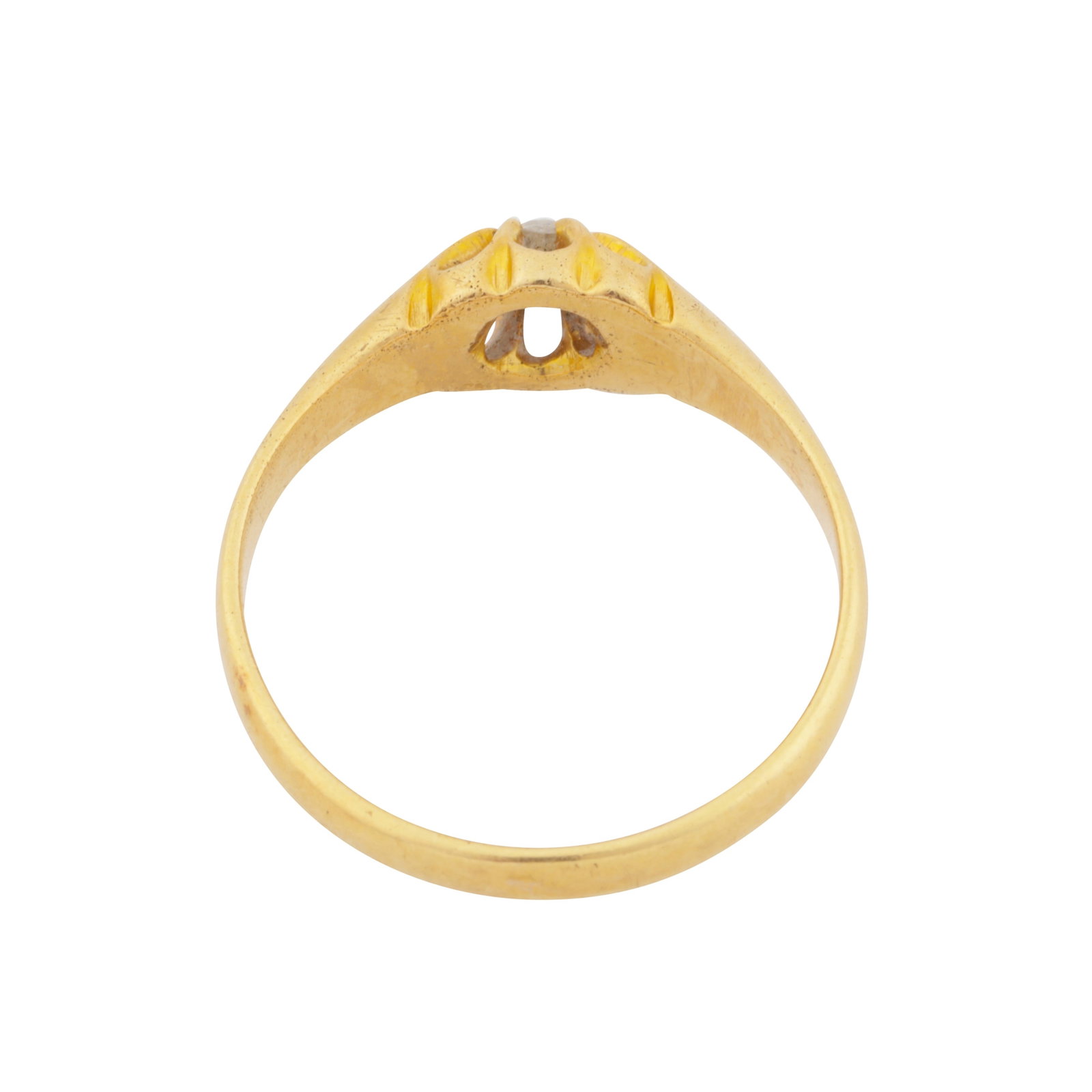A single-stone diamond ring Yellow metal - 3