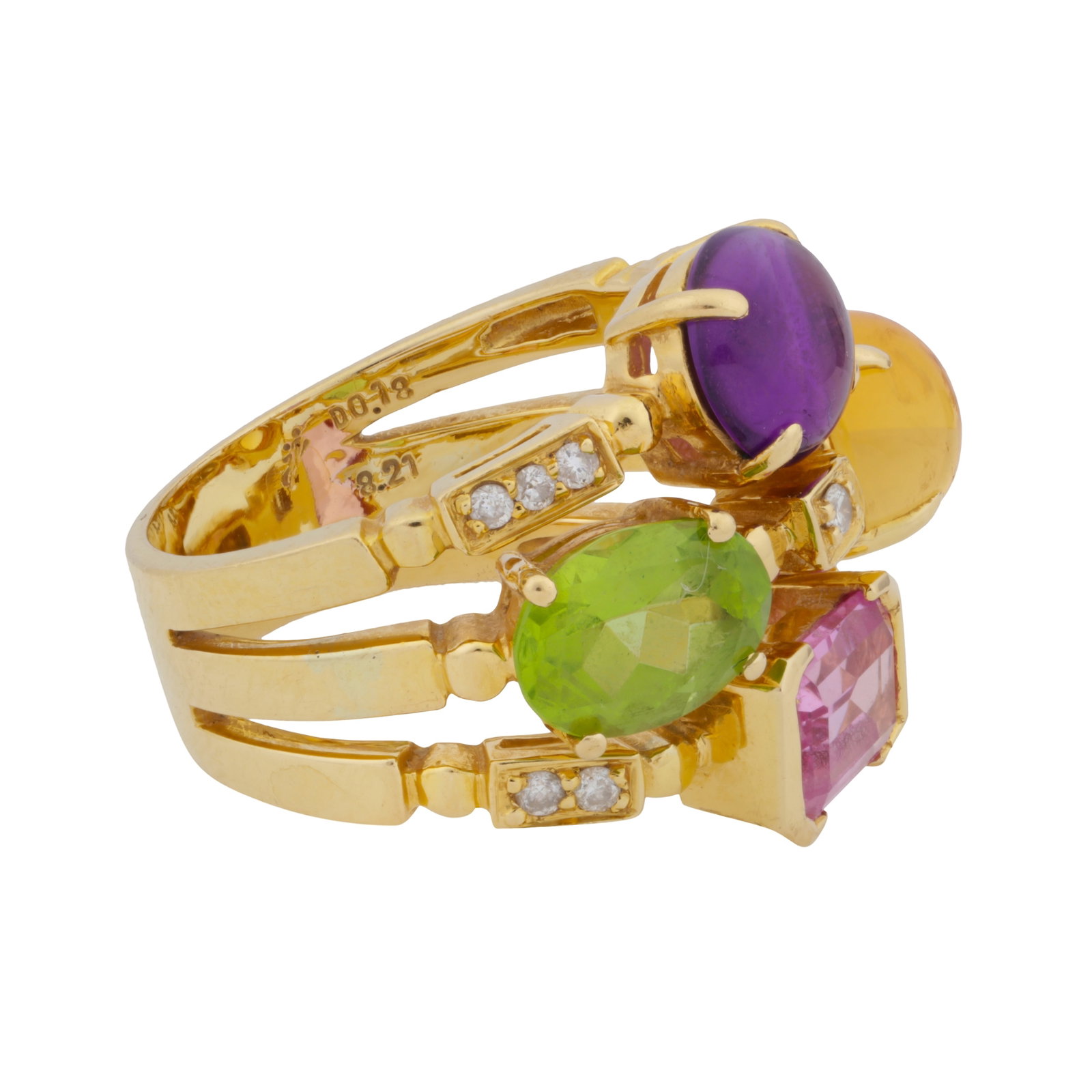 A multi gem-set dress ring Yellow metal - 2