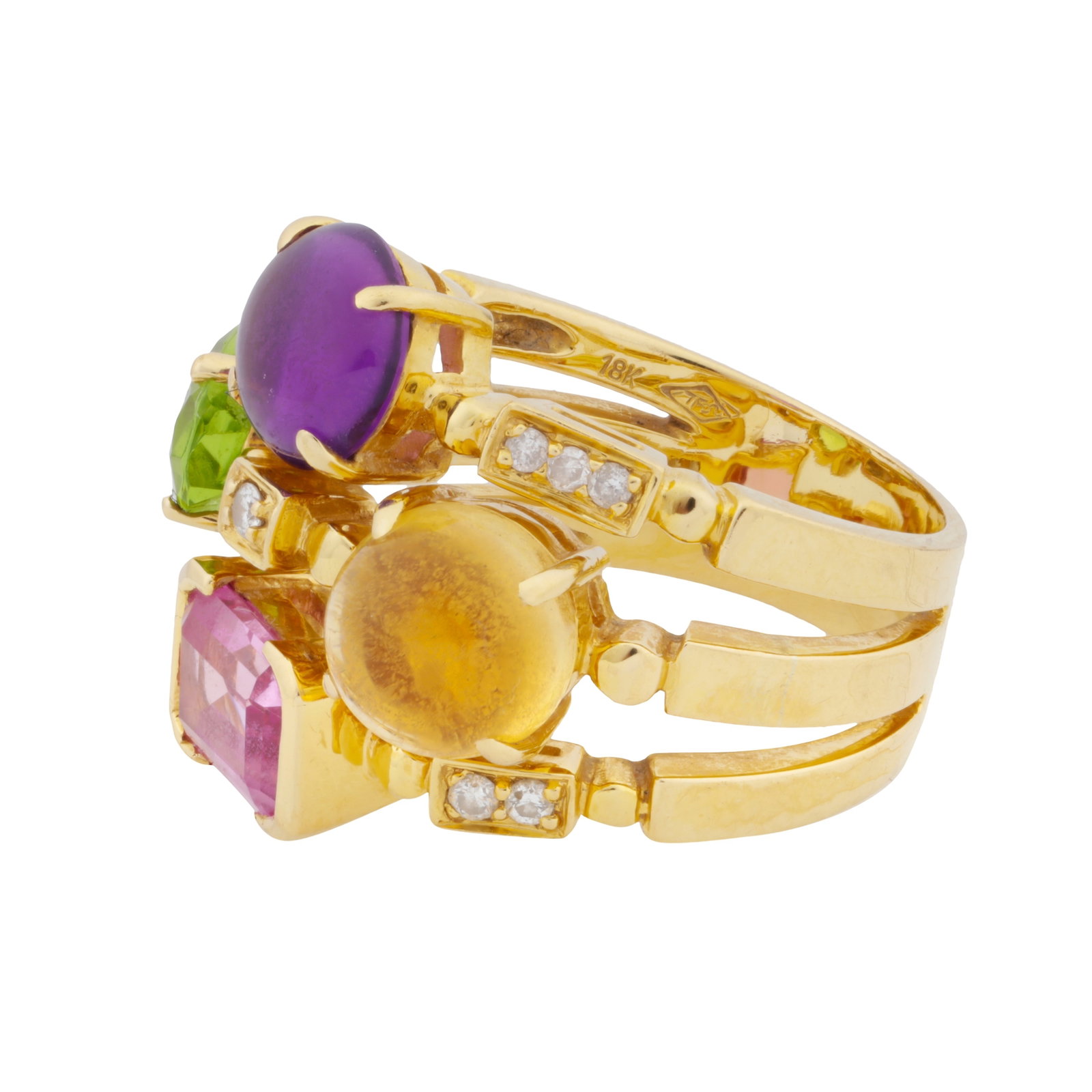 A multi gem-set dress ring Yellow metal - 3