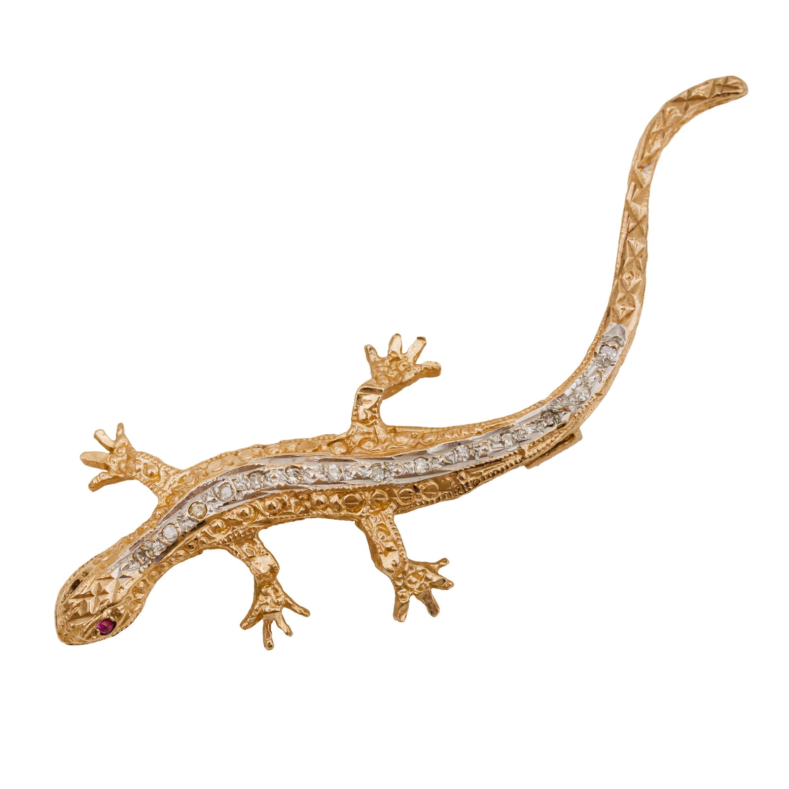 A gecko gem-set brooch Yellow and white metal (1 of 2)