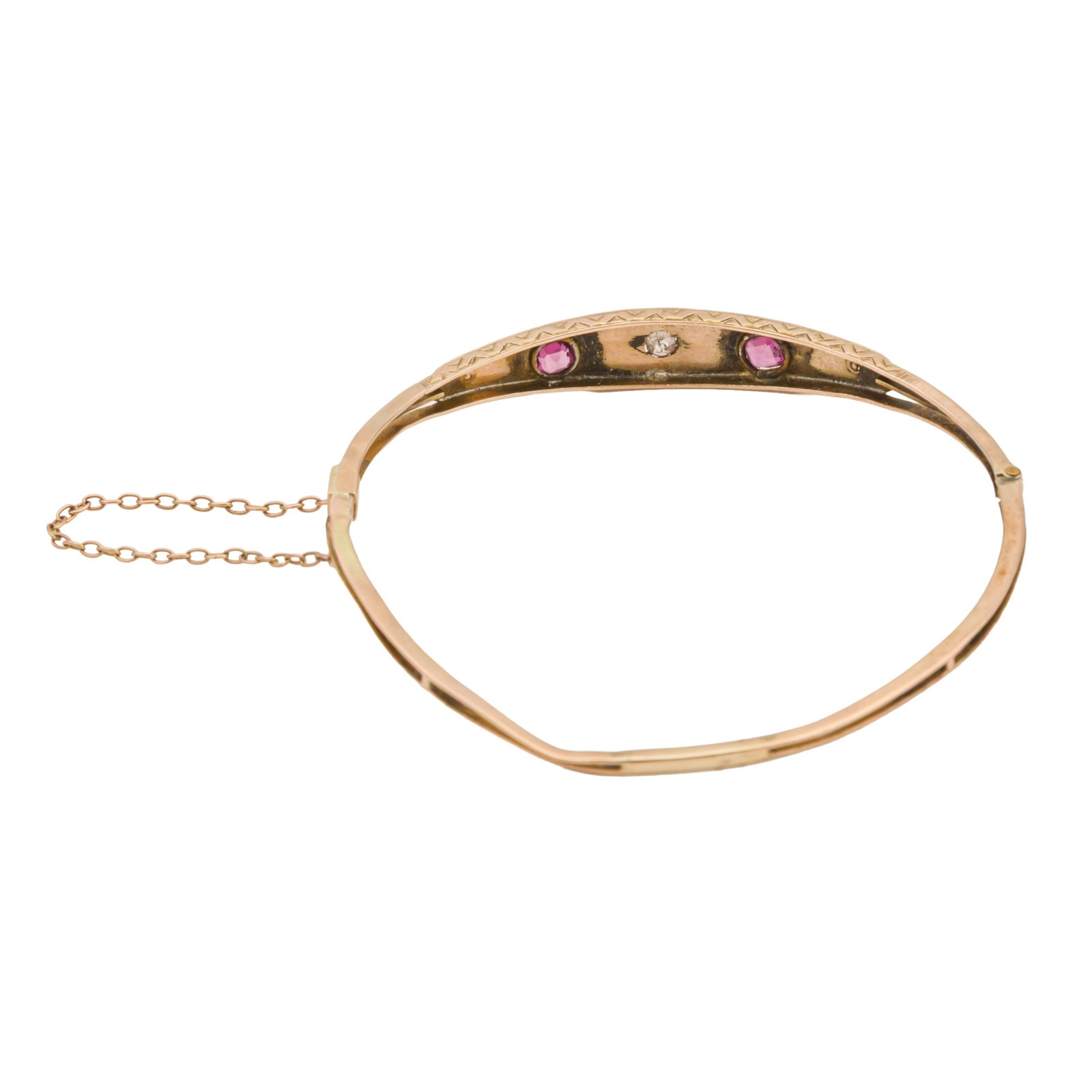 A garnet and diamond bangle, circa 1977 9ct yellow gold - 2