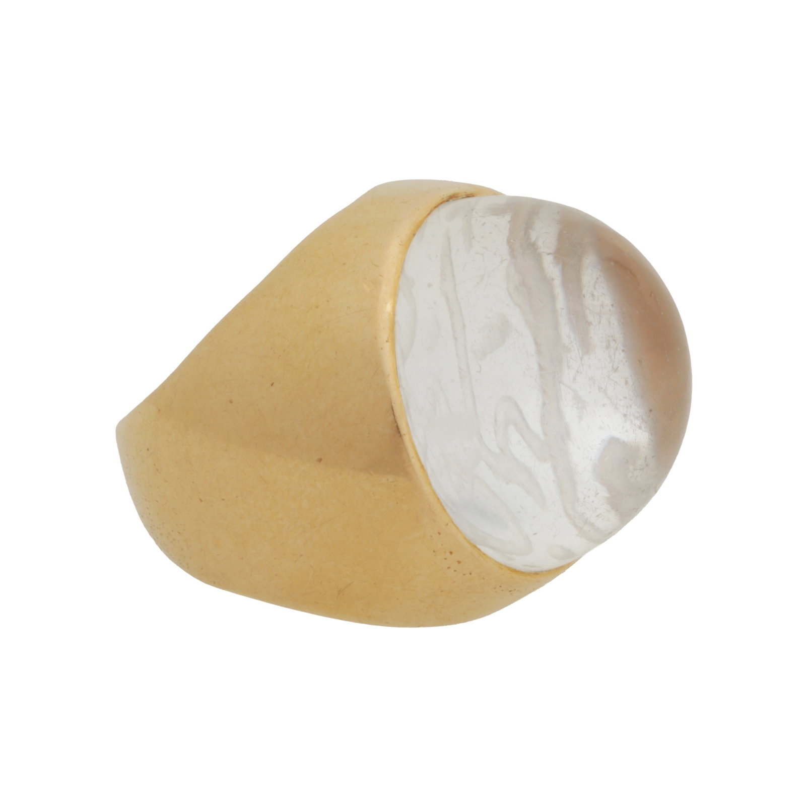 A rock crystal single stone ring Yellow metal - 2