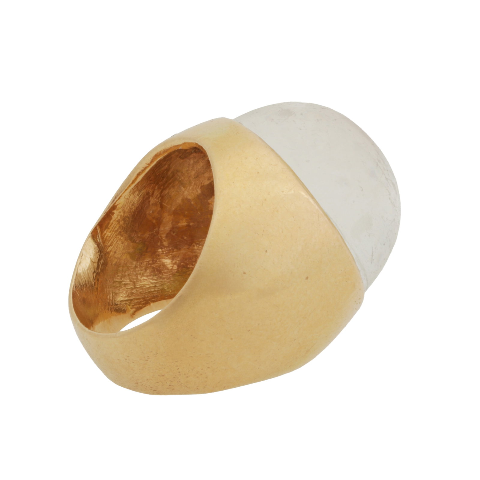 A rock crystal single stone ring Yellow metal - 3