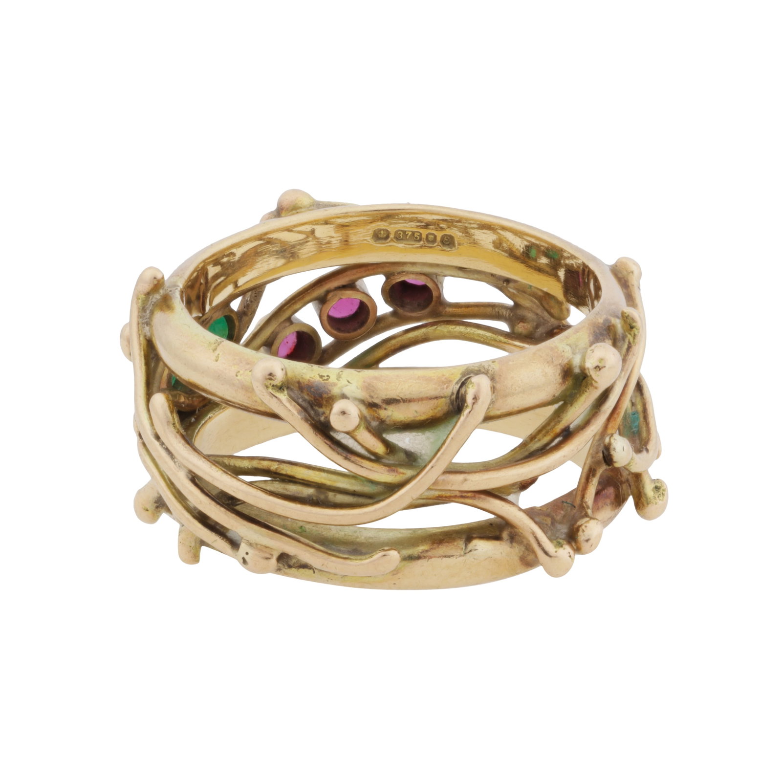 A ruby and emerald ring 9ct yellow gold - 2