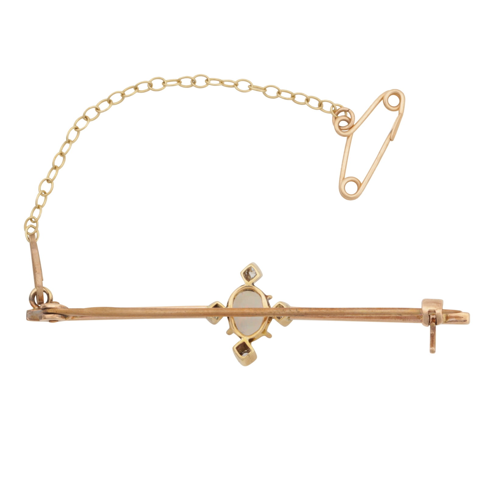 An opal and diamond bar brooch Yellow metal - 2