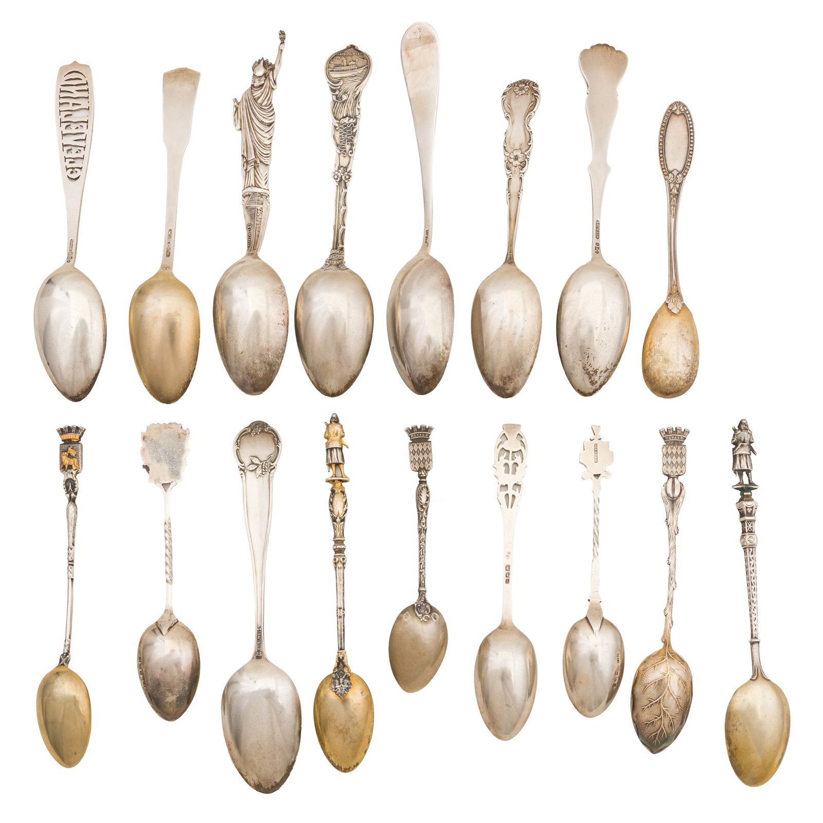 A collection of sterling silver souvenir spoons - 2