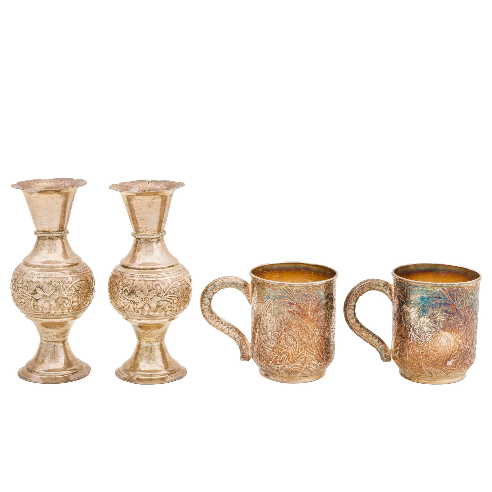 A pair of mid 20th century Omani unmarked silver mugs - 2