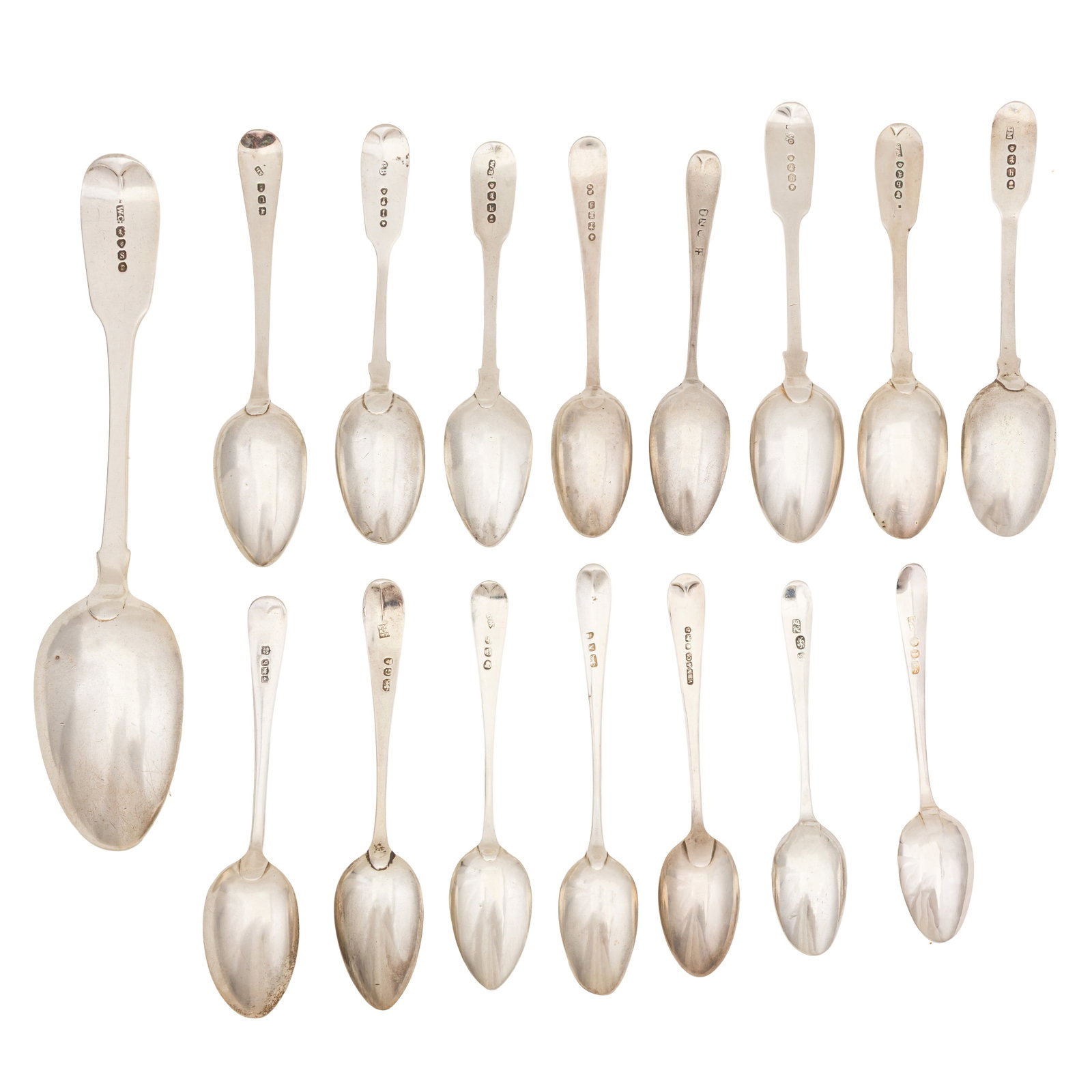 A mixed group of George III and later sterling silver flatware - 2