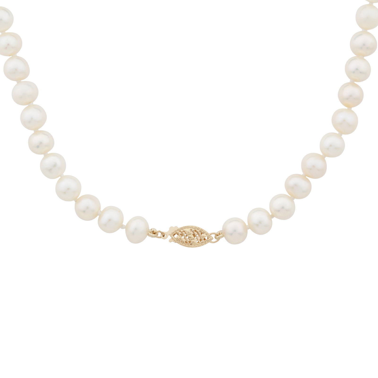 A single strand pearl necklace Yellow metal (1 of 2)