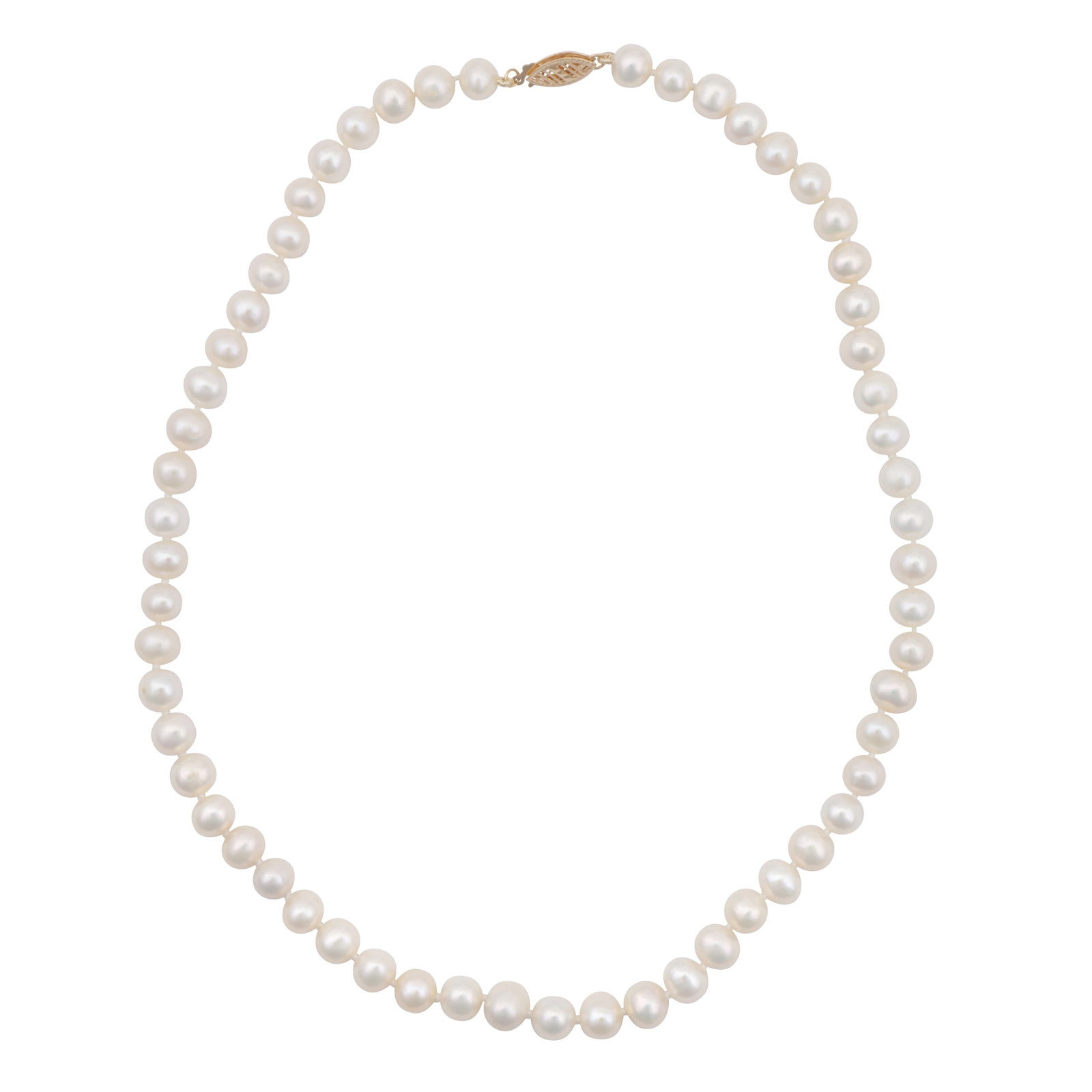 A single strand pearl necklace Yellow metal - 2