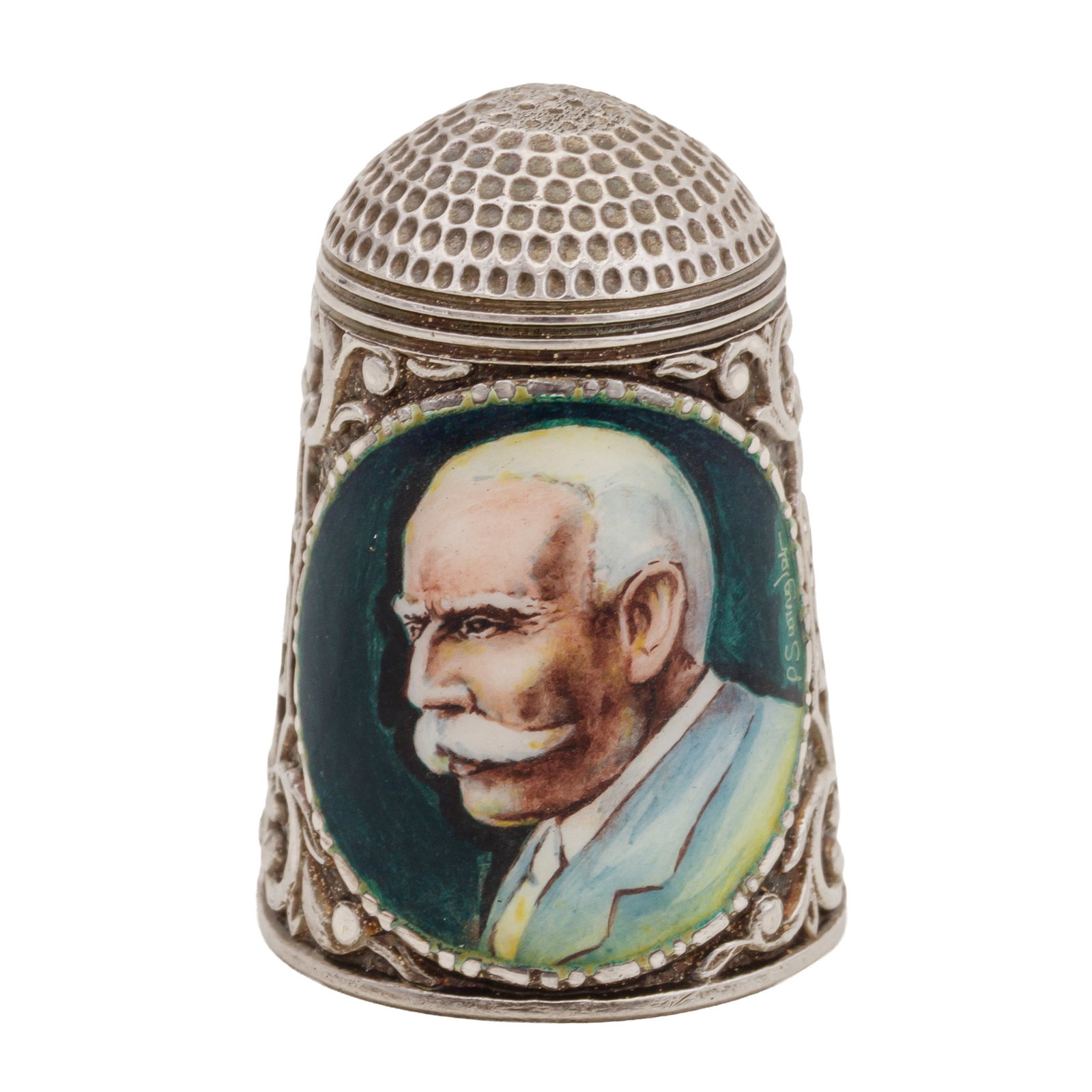 Birmingham 1978 by Peter Swingler An Elizabeth II silver and enamel thimble - 2
